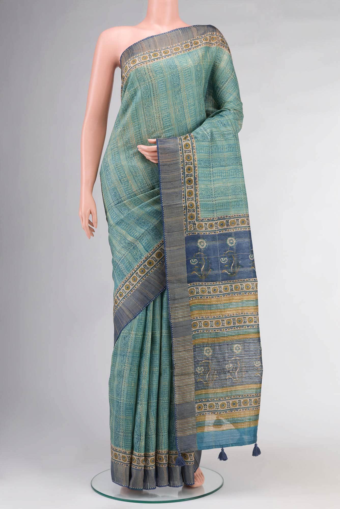 Green Bhagalpuri Tussar Silk Saree