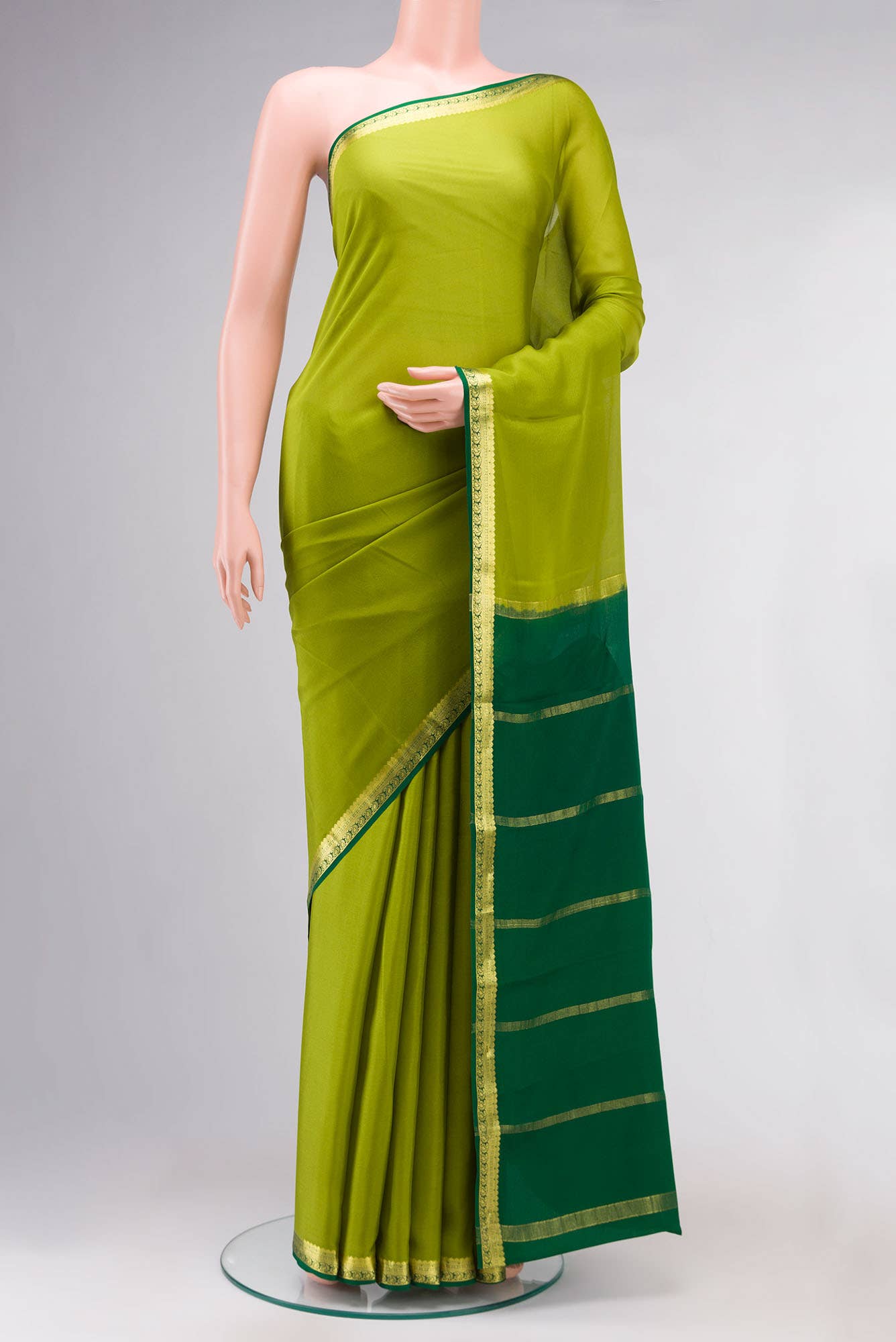 Green Mysore Crepe Saree