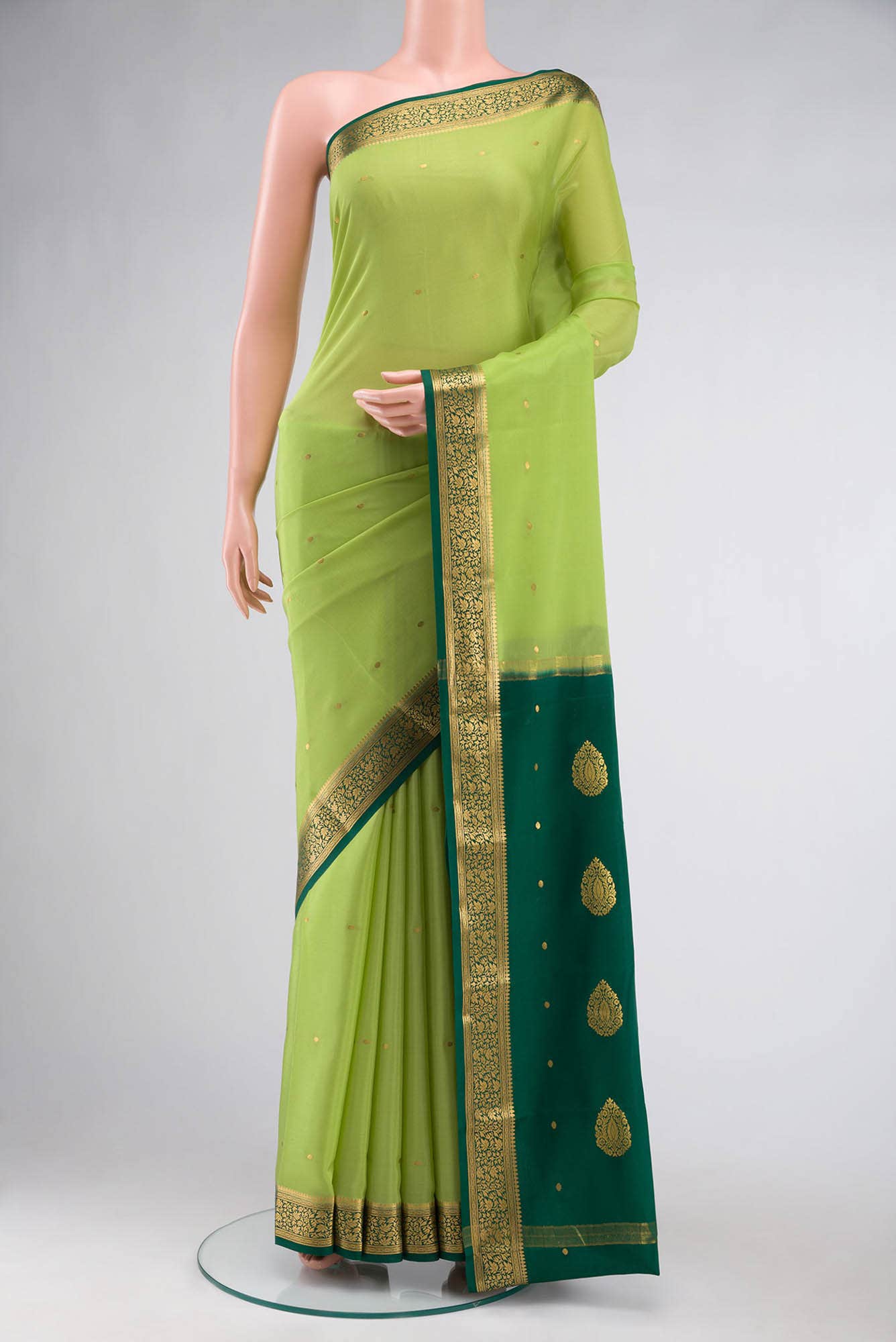 Green Mysore Crepe Saree