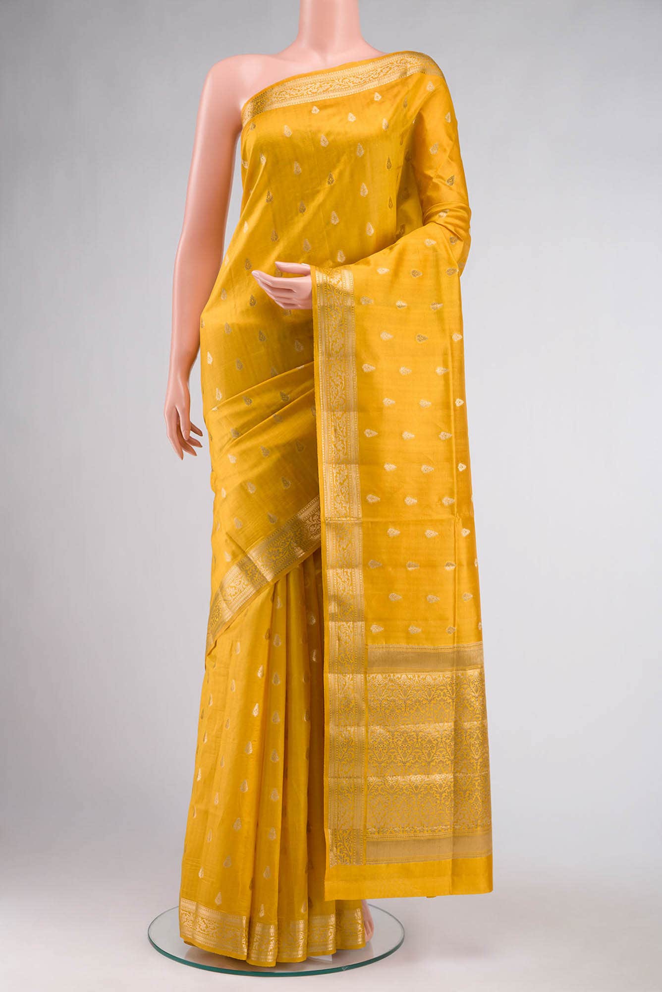 Yellow Banarasi Raw Silk Saree