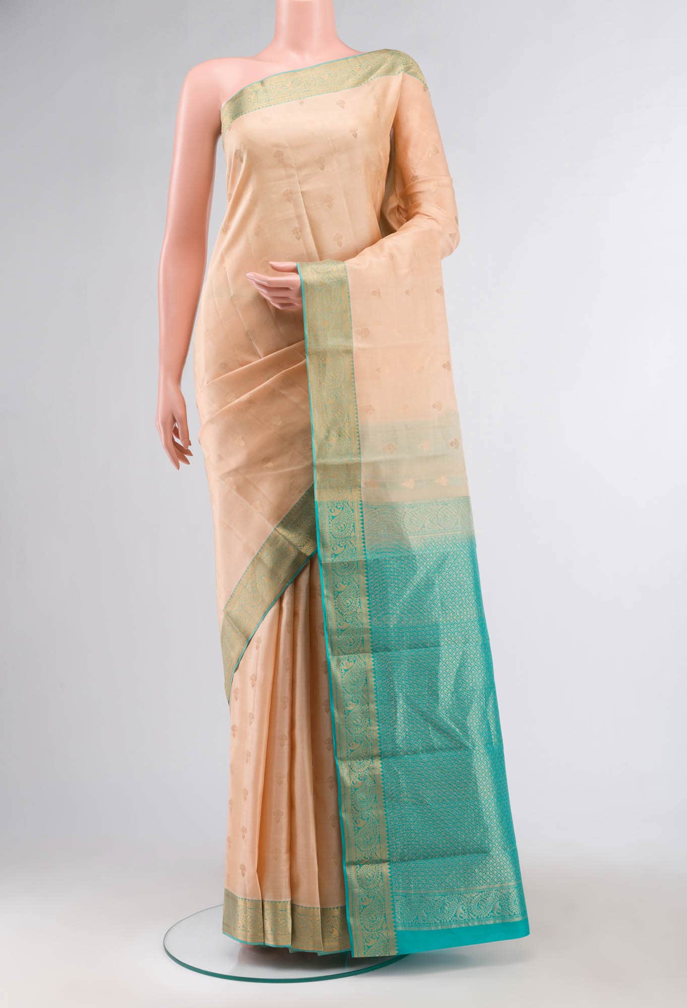 Beige Kanchipuram Silk Saree