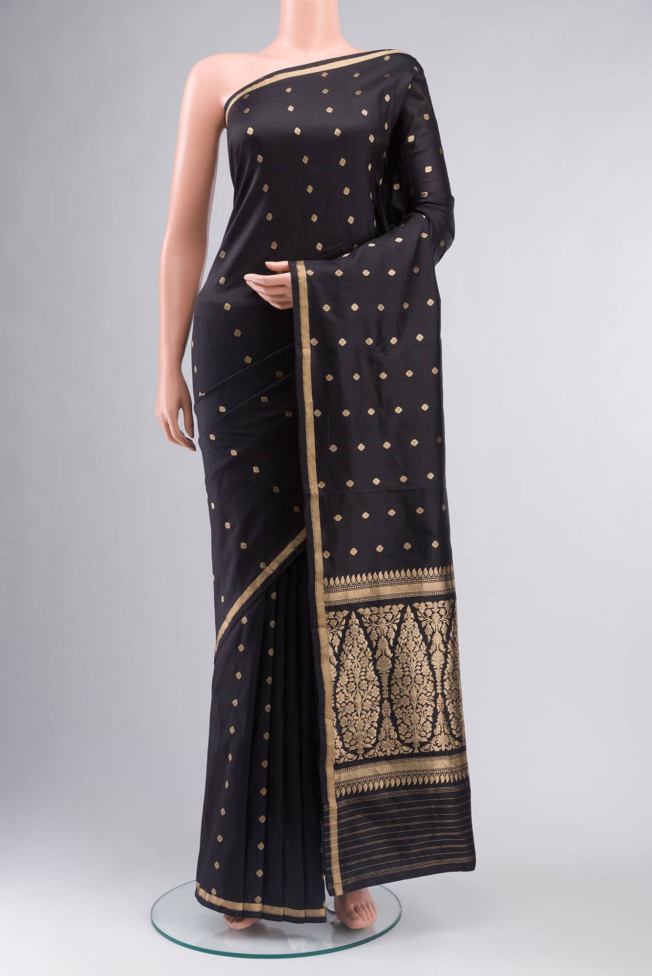 Black Banarasi Katan Silk Saree