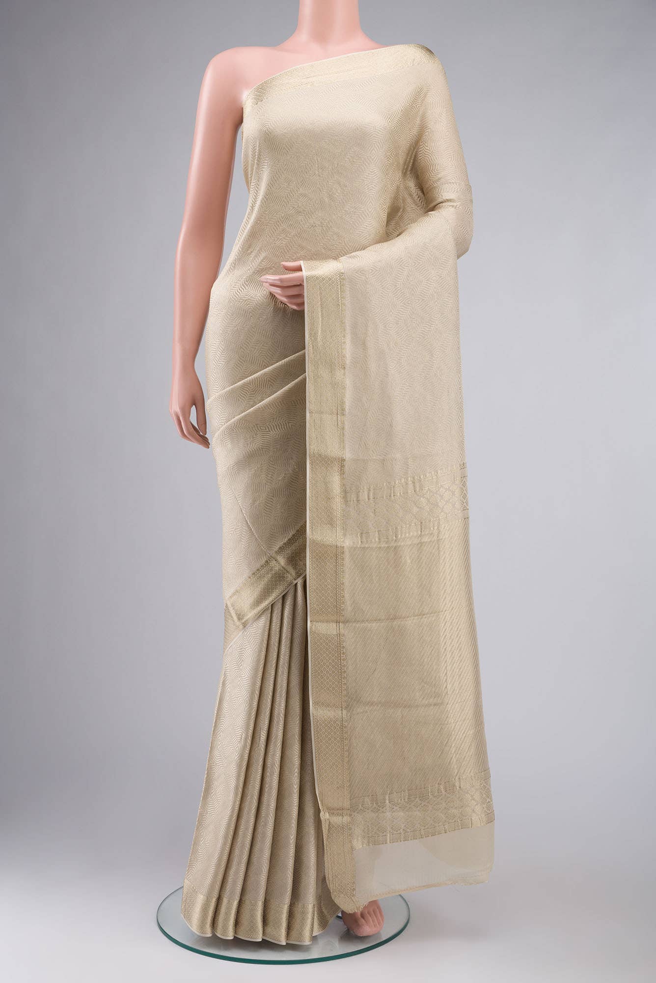Cream Mysore Crepe Saree