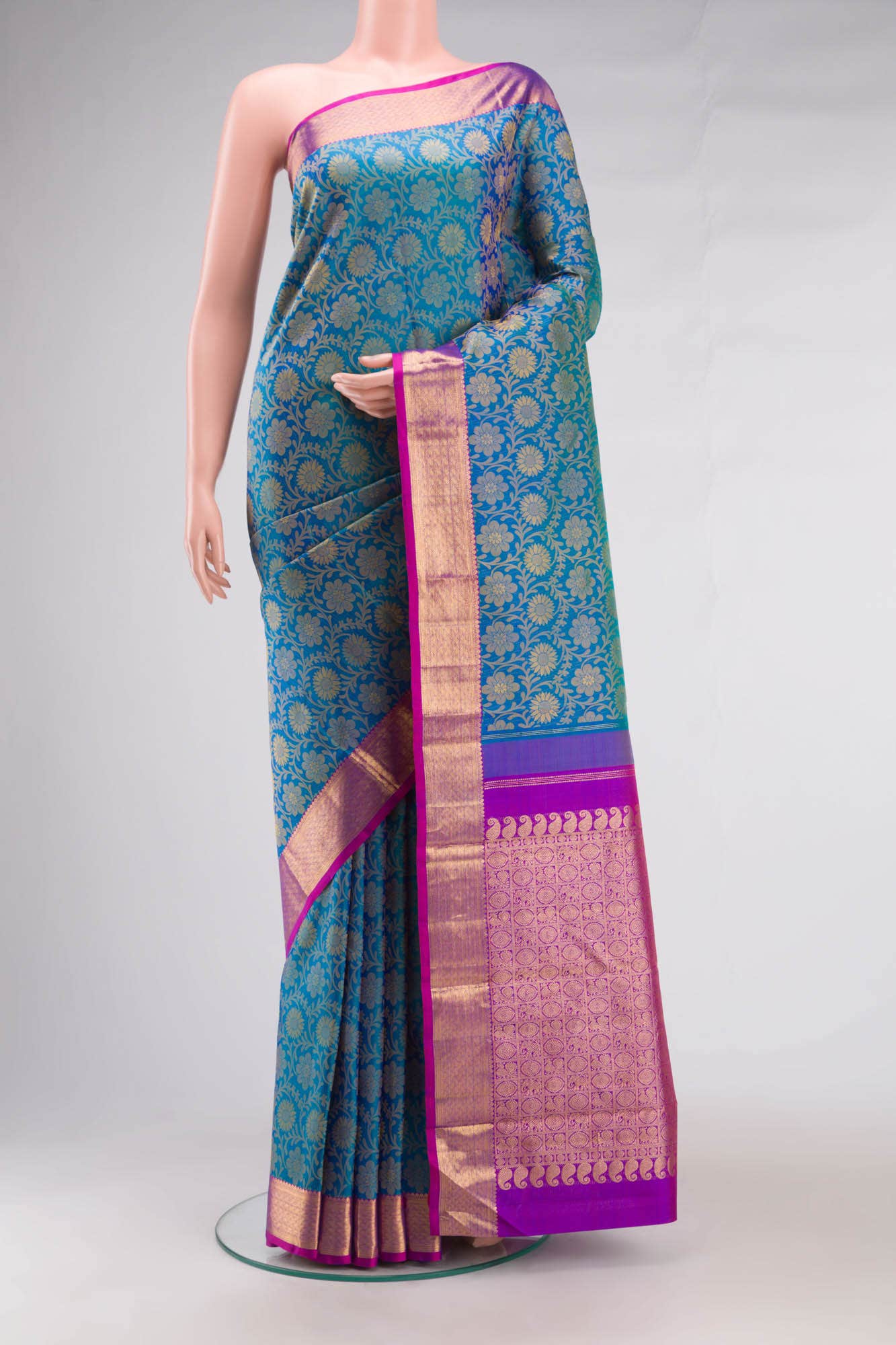 Blue Kanchipuram Silk Saree