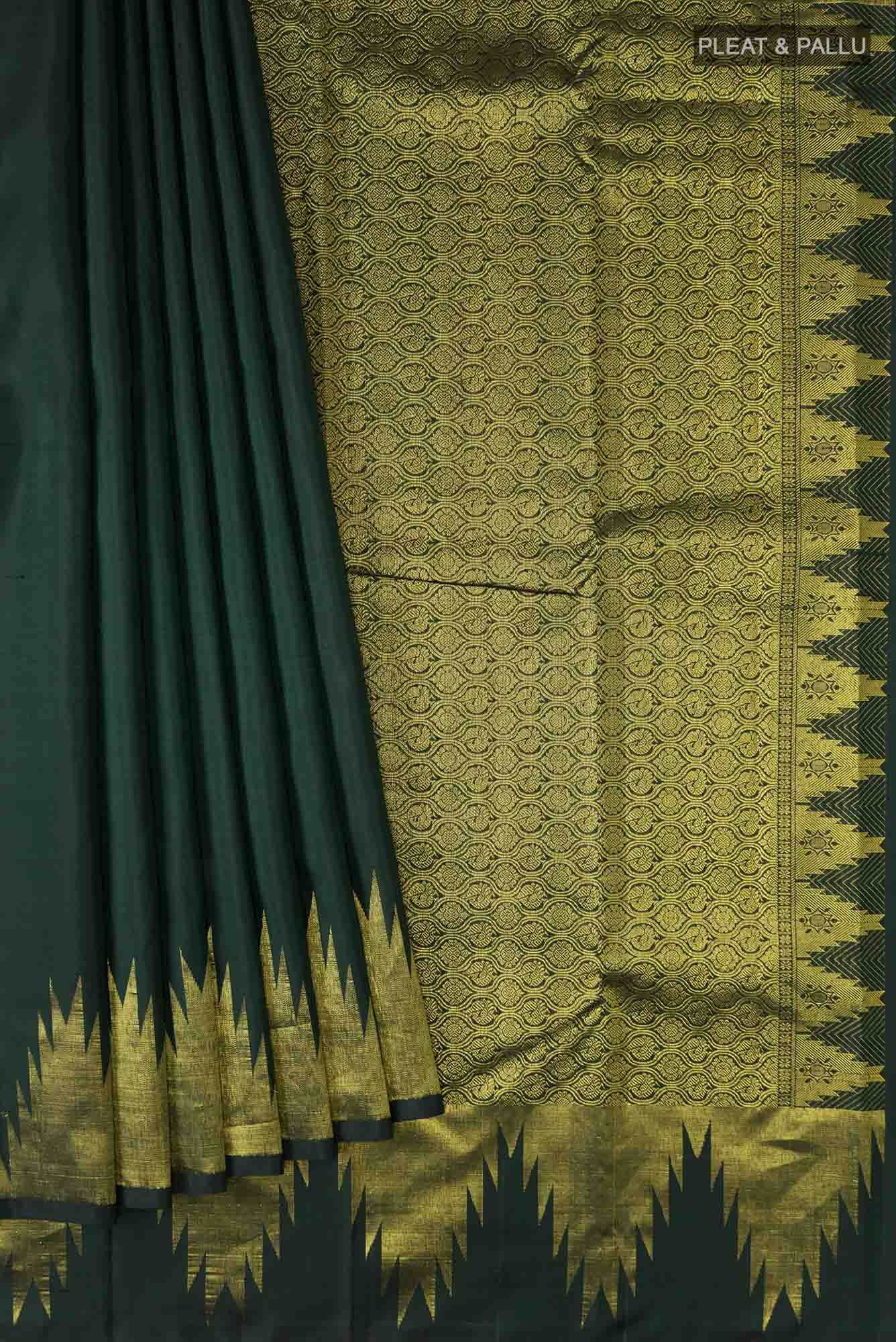Bottle Green Kanchipuram Silk Saree
