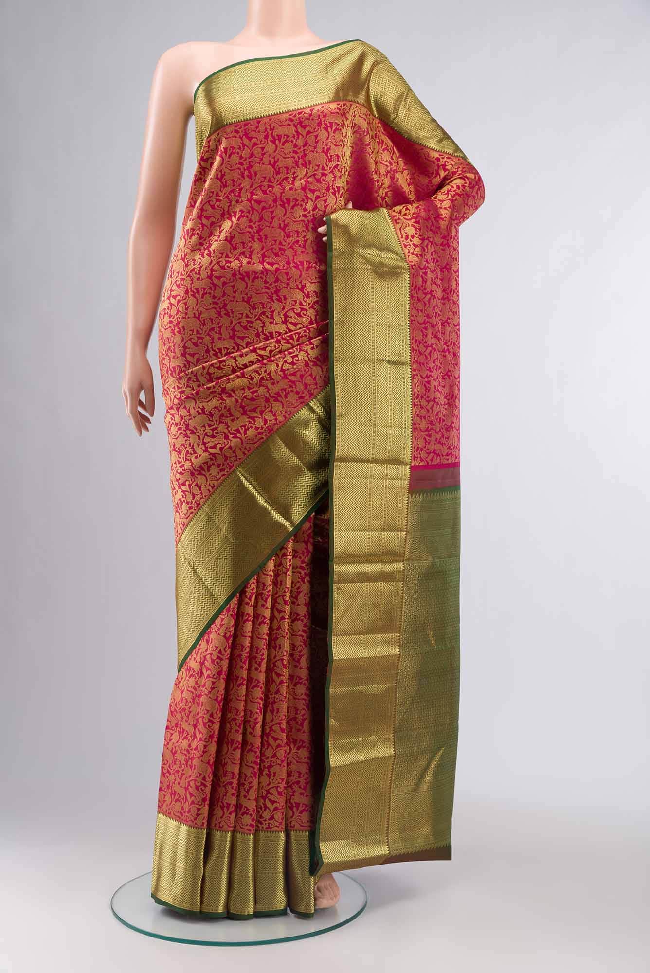 Dark Pink Kanchipuram Silk Saree
