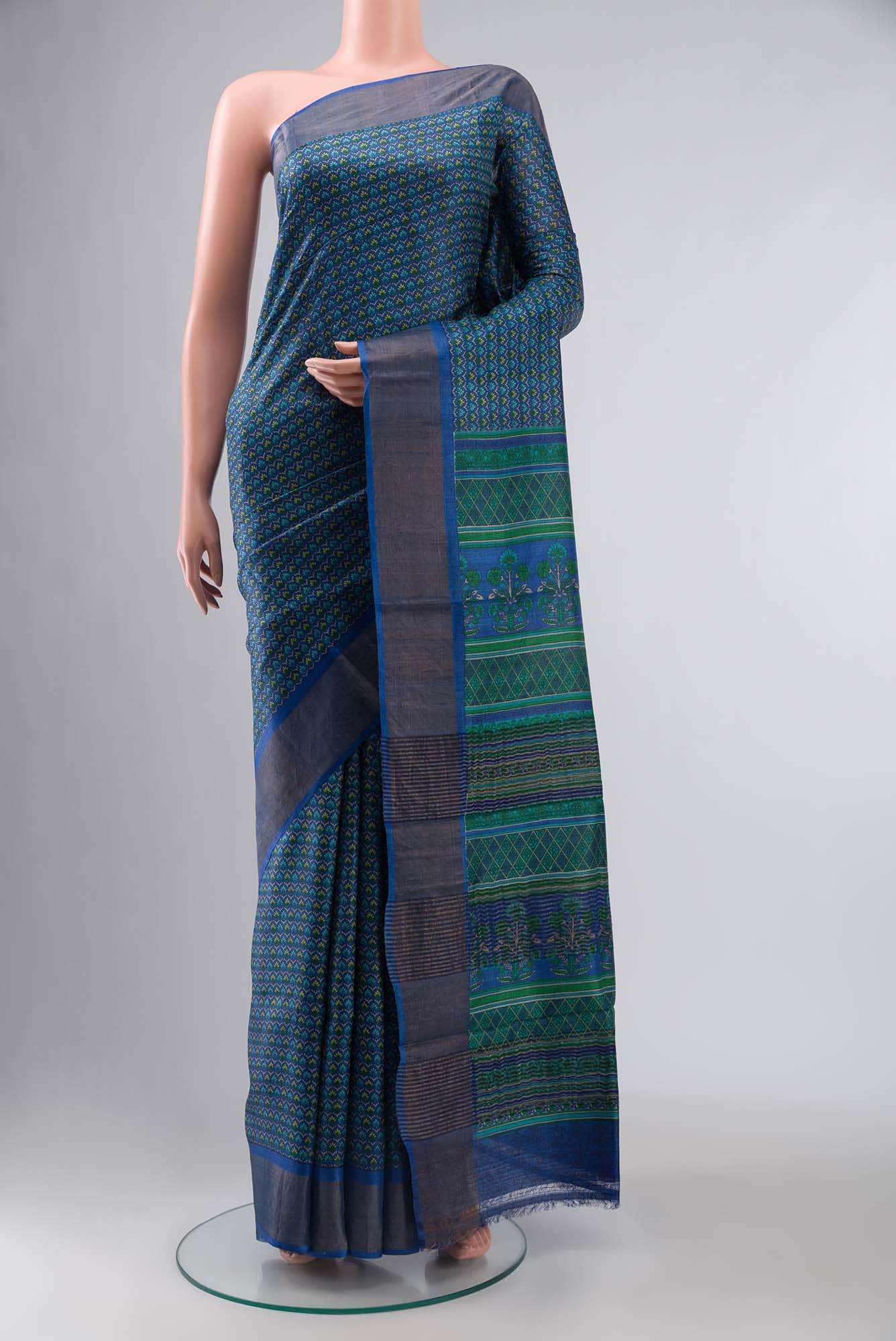 Blue Bhagalpuri Tussar Silk Saree