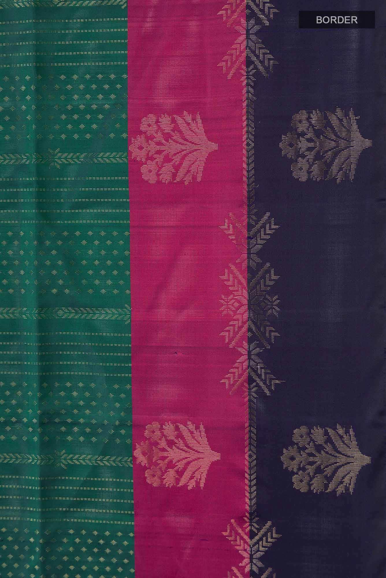 Green with Blue Dual Tone Soft Silk Saree