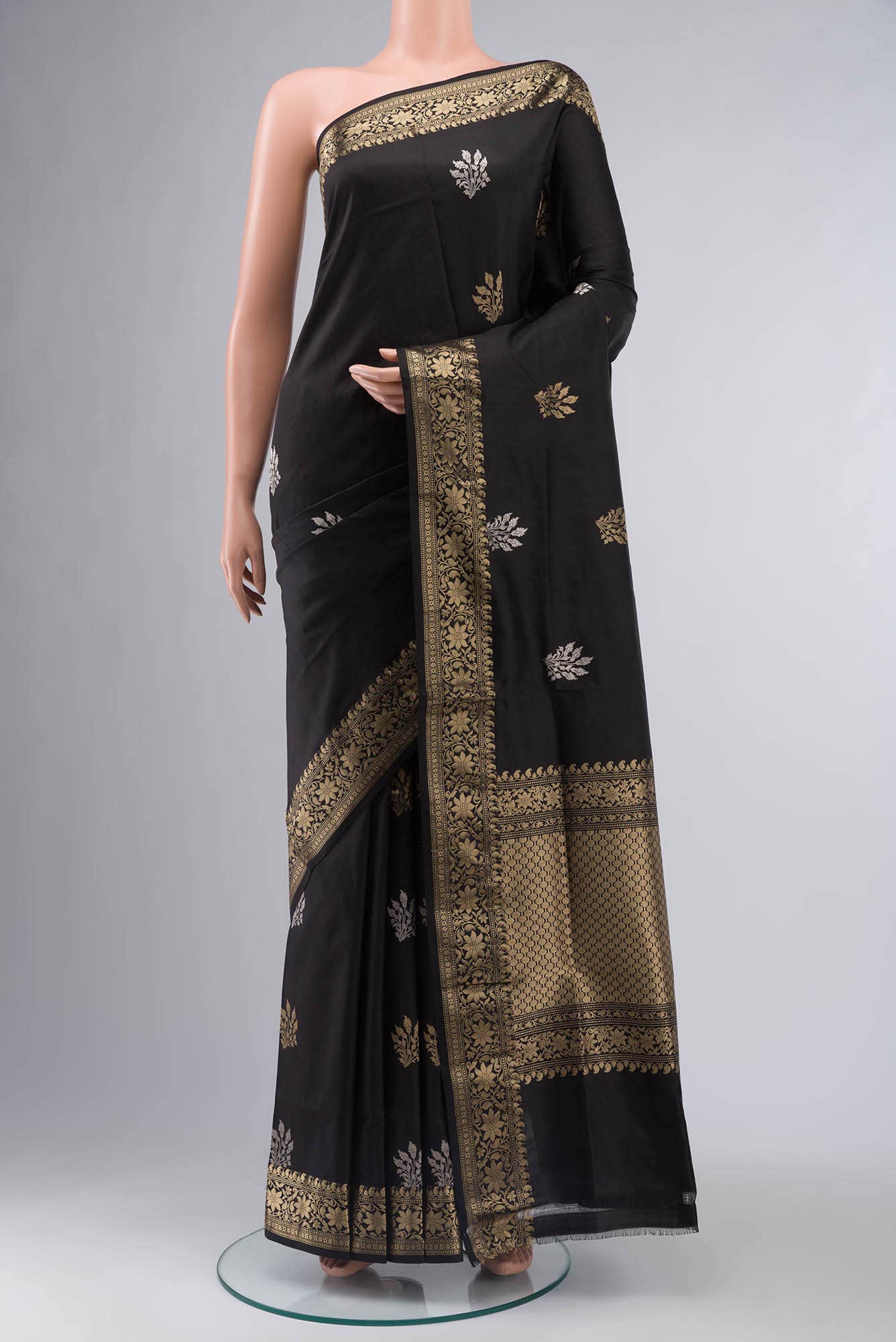 Black Banarasi Katan Silk Saree