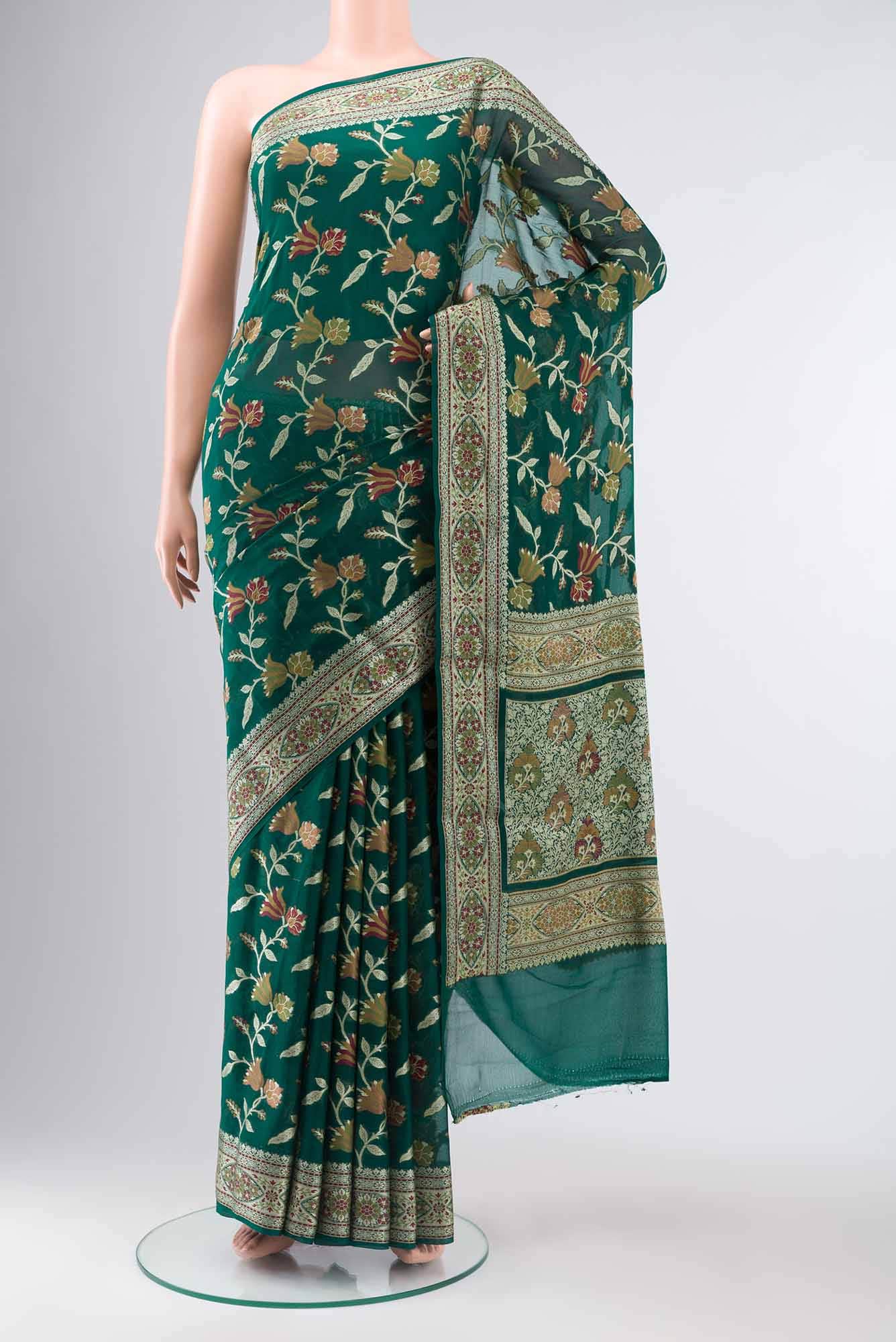 Green Banarasi Georgette Saree