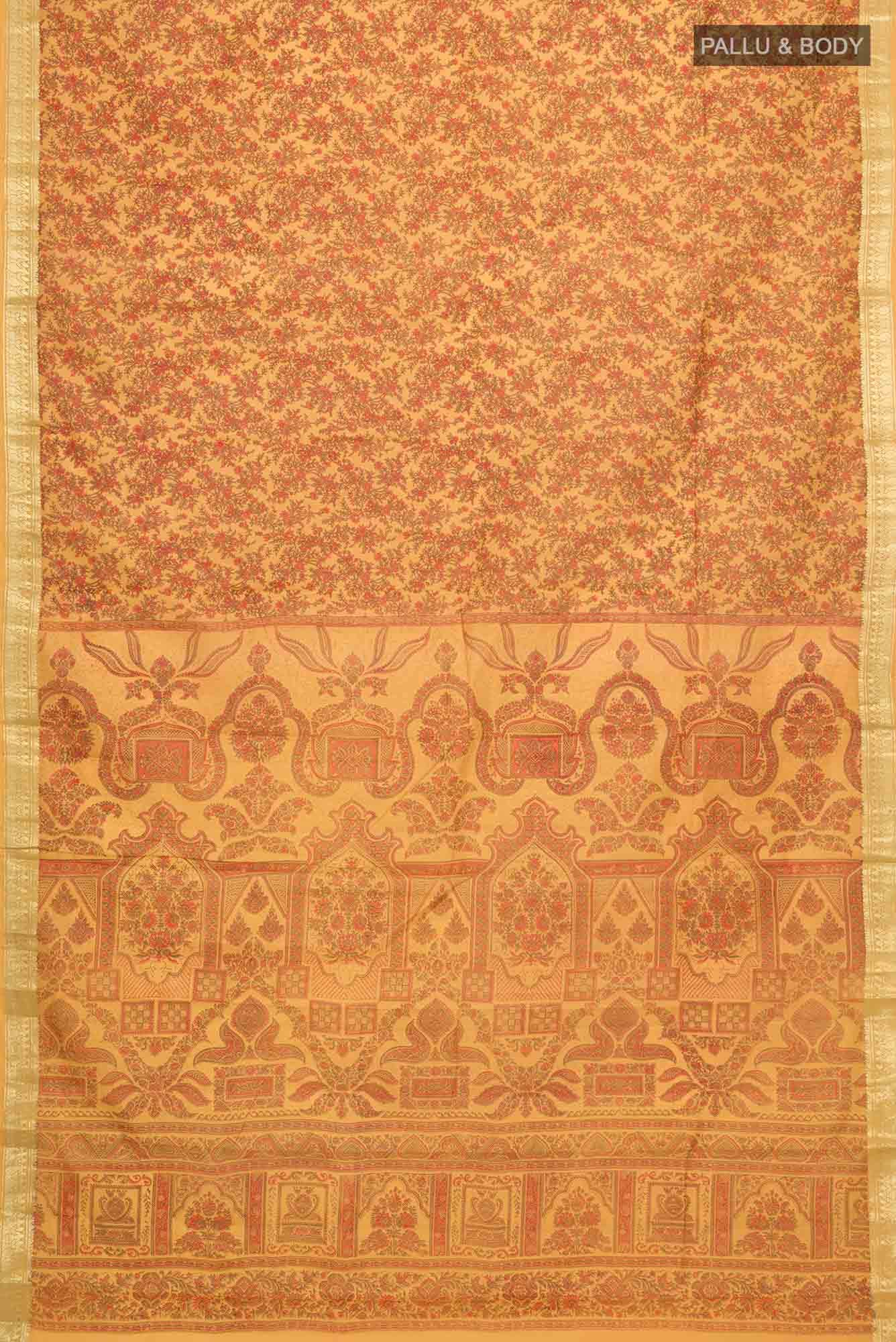 Mustard Printed Silk Saree
