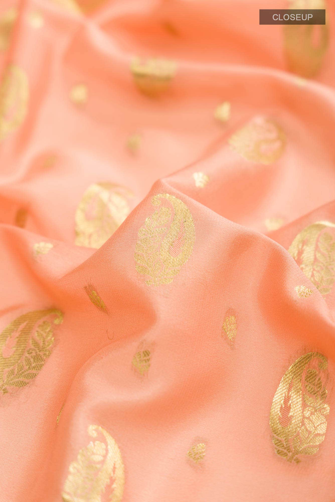Peach Mysore Crepe Saree