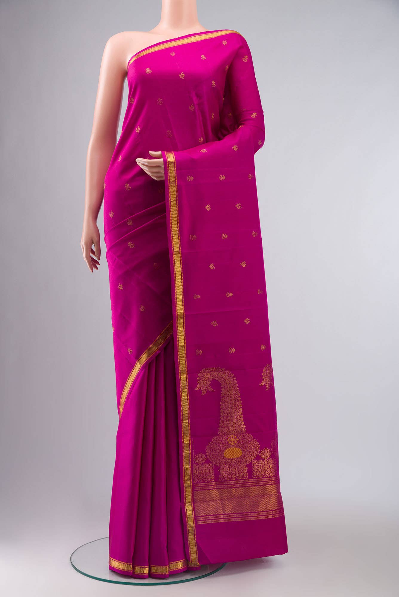 Pure Silk Pure Zari Pink Kanchipuram Saree