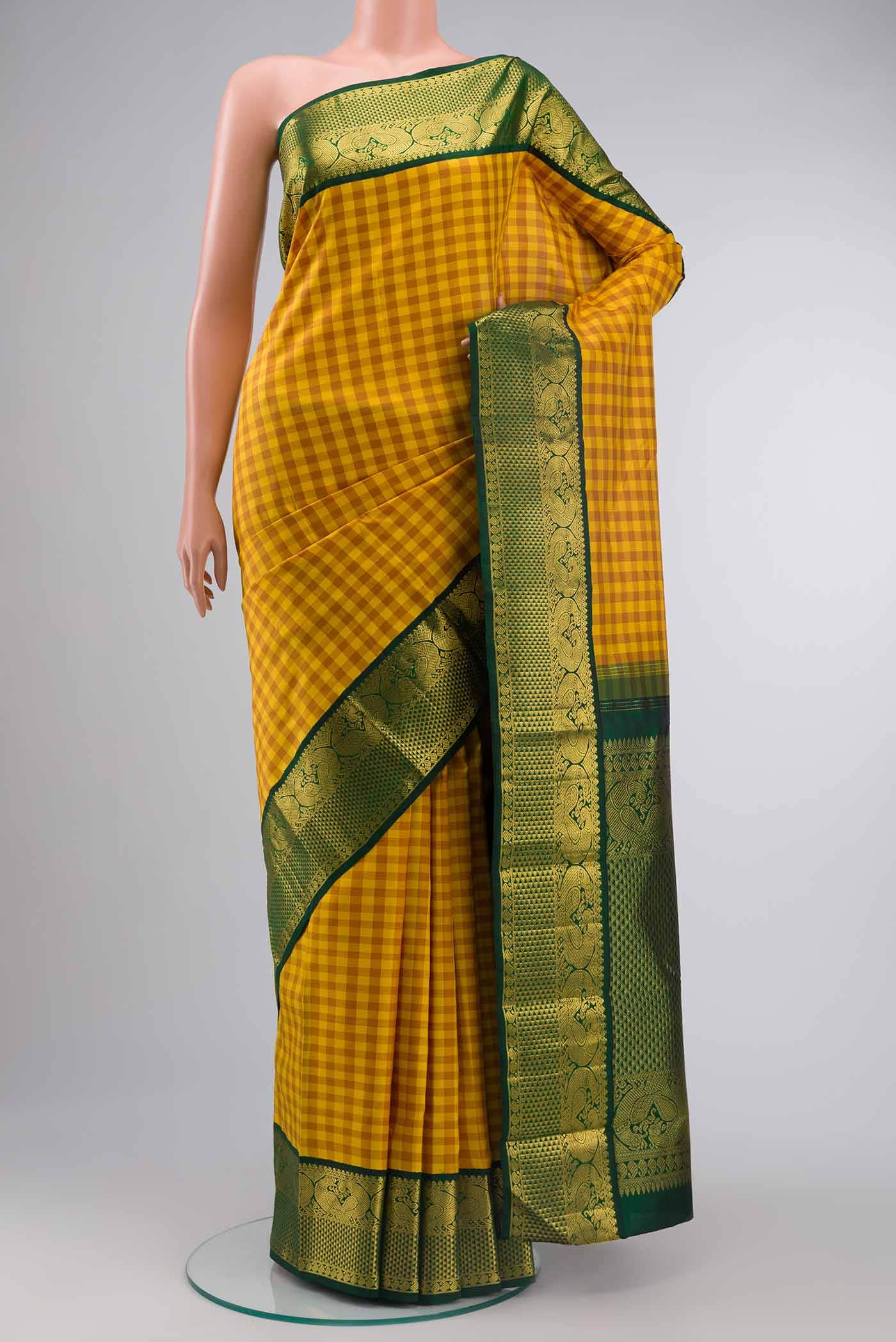 Yellow Kanchipuram Silk Saree
