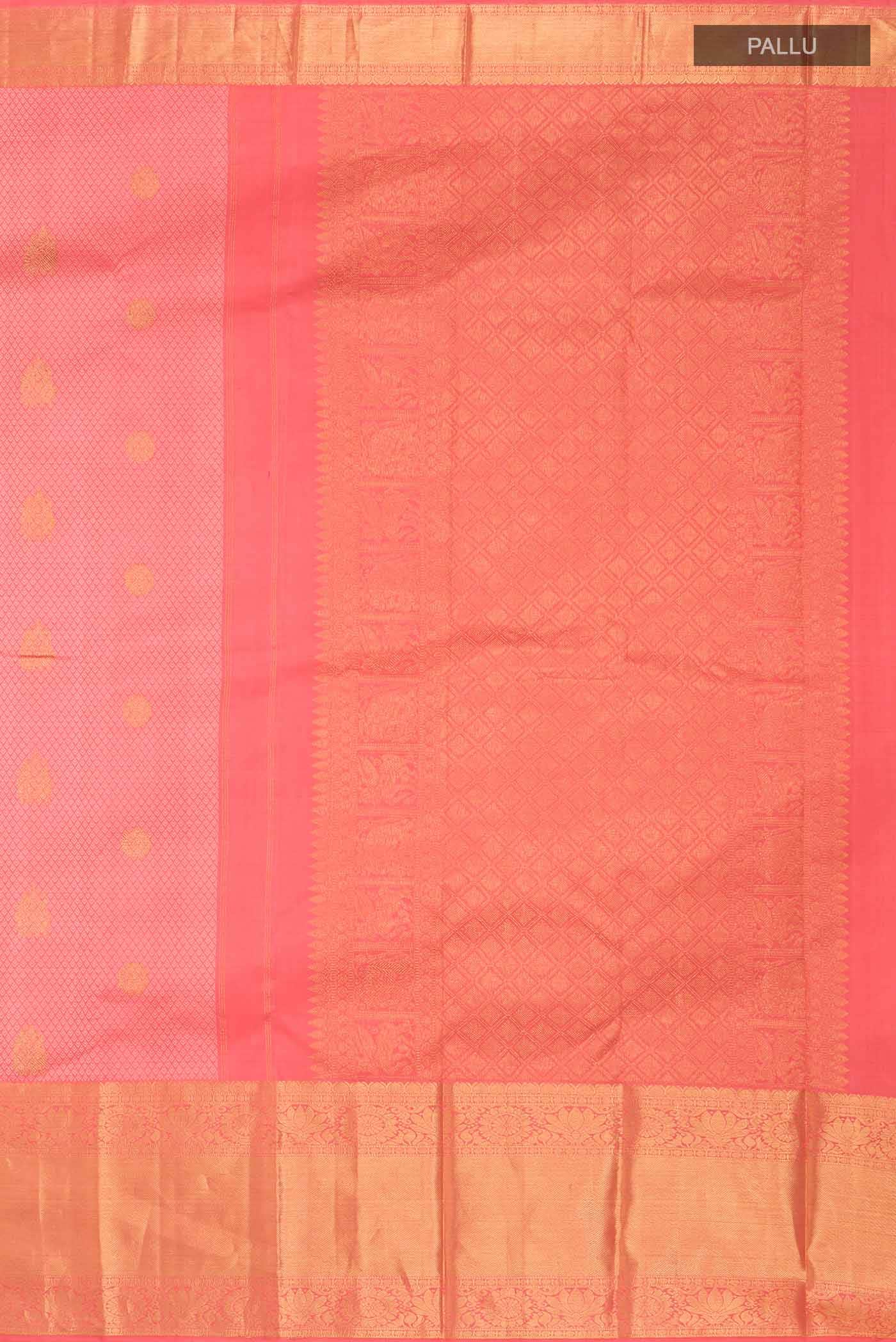 Coral Kanchipuram Silk Saree