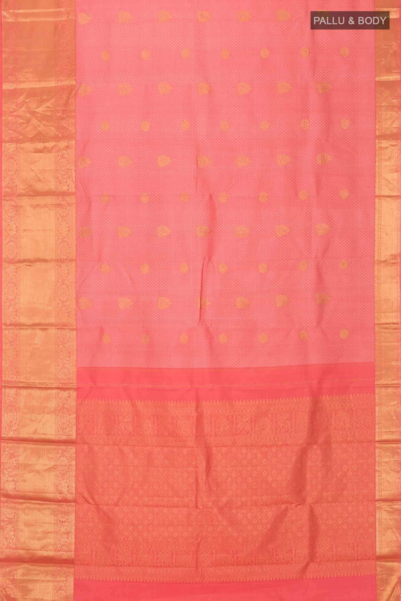 Coral Kanchipuram Silk Saree