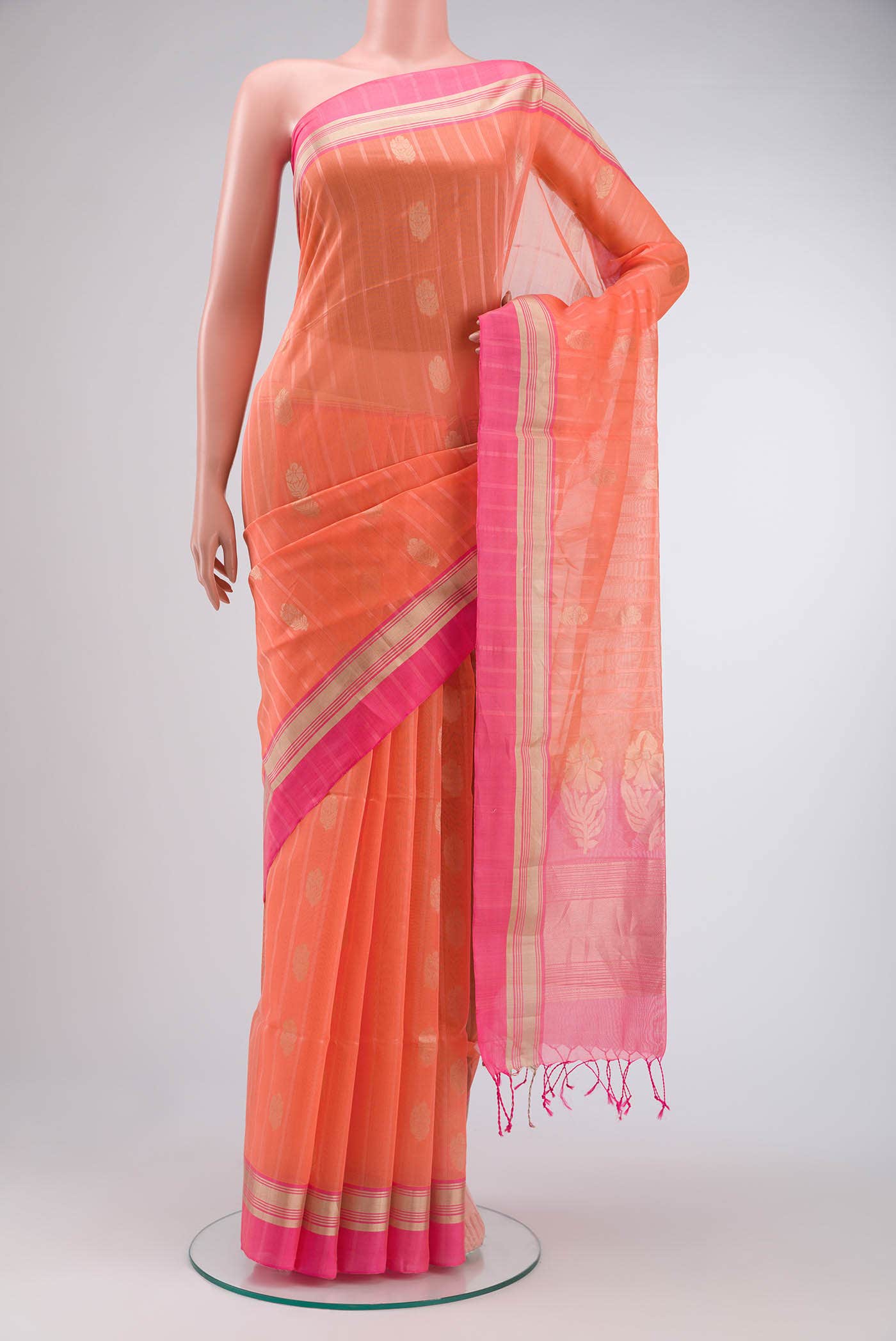 Orange Silk Cotton Saree