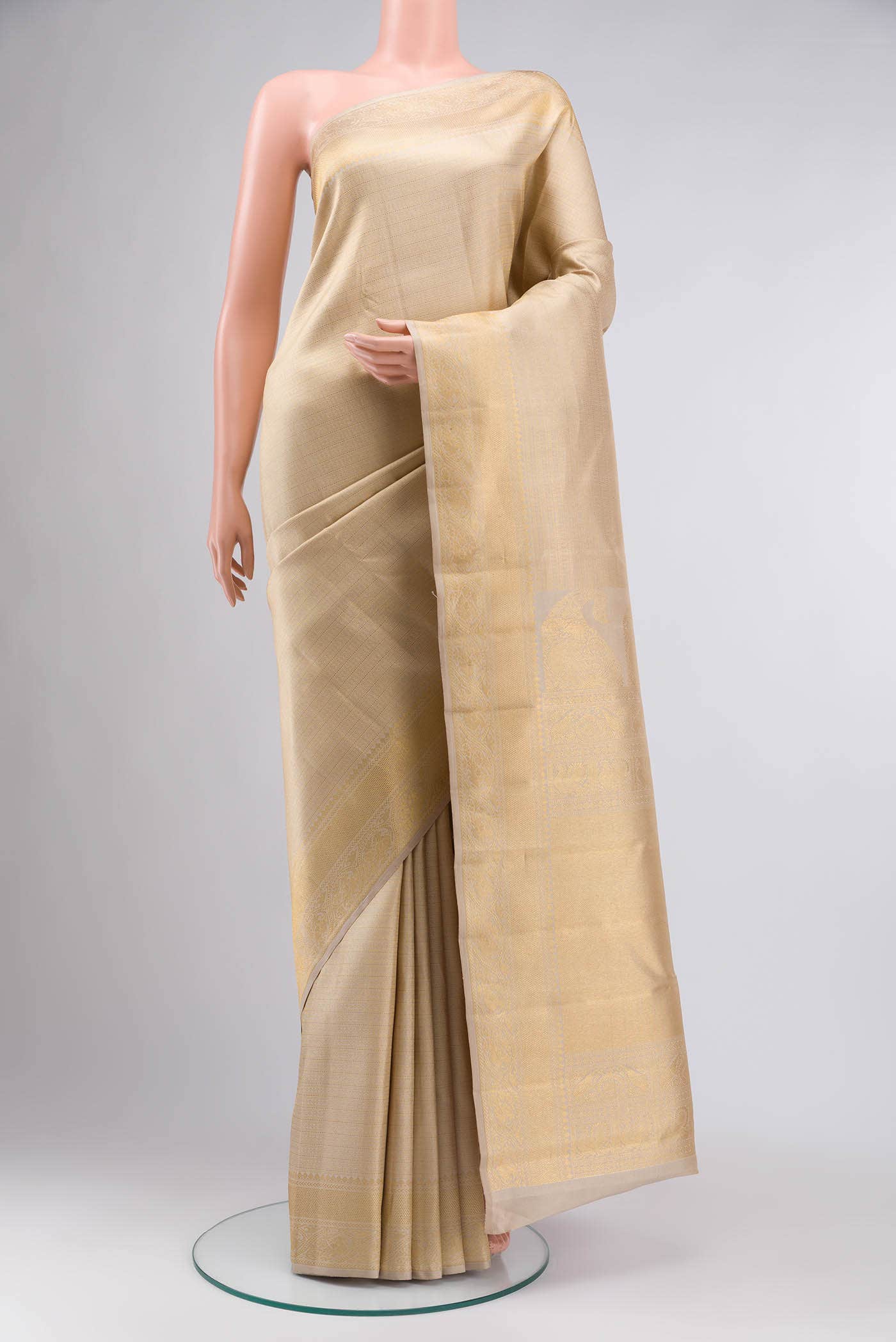 Beige Kanchipuram Silk Saree
