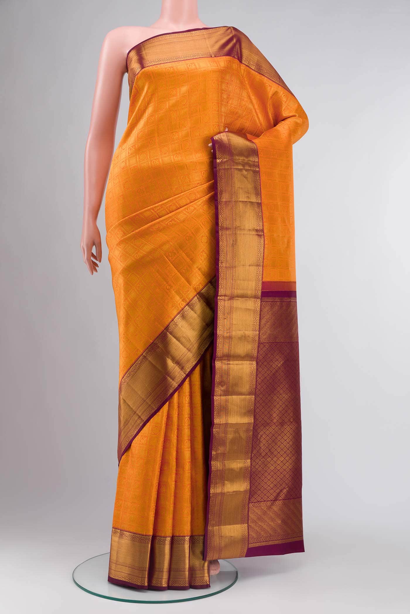 Orange Kanchipuram Silk Saree