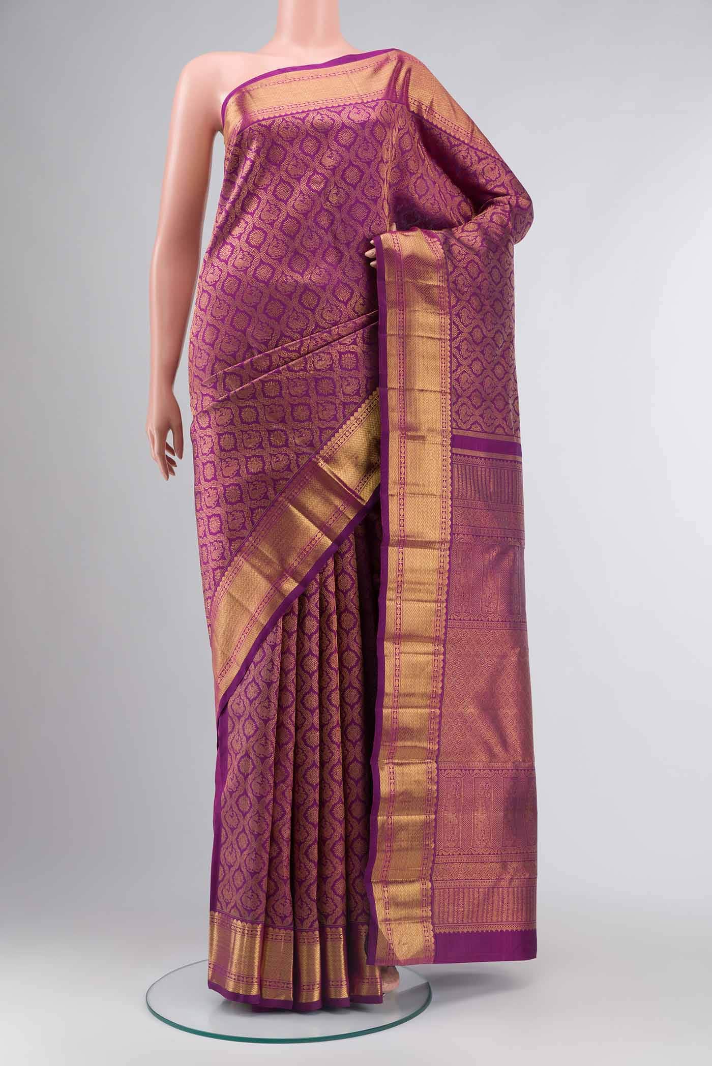 Pure Silk Pure Zari Purple Kanchipuram Saree