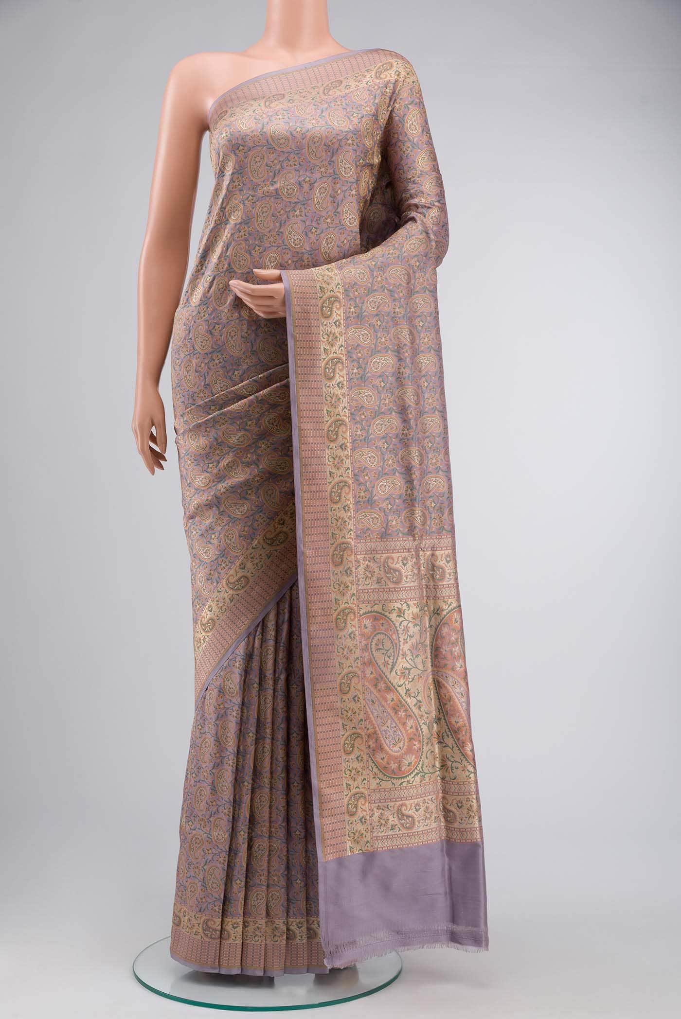 Lilac Banarasi Tanchoi Silk Saree