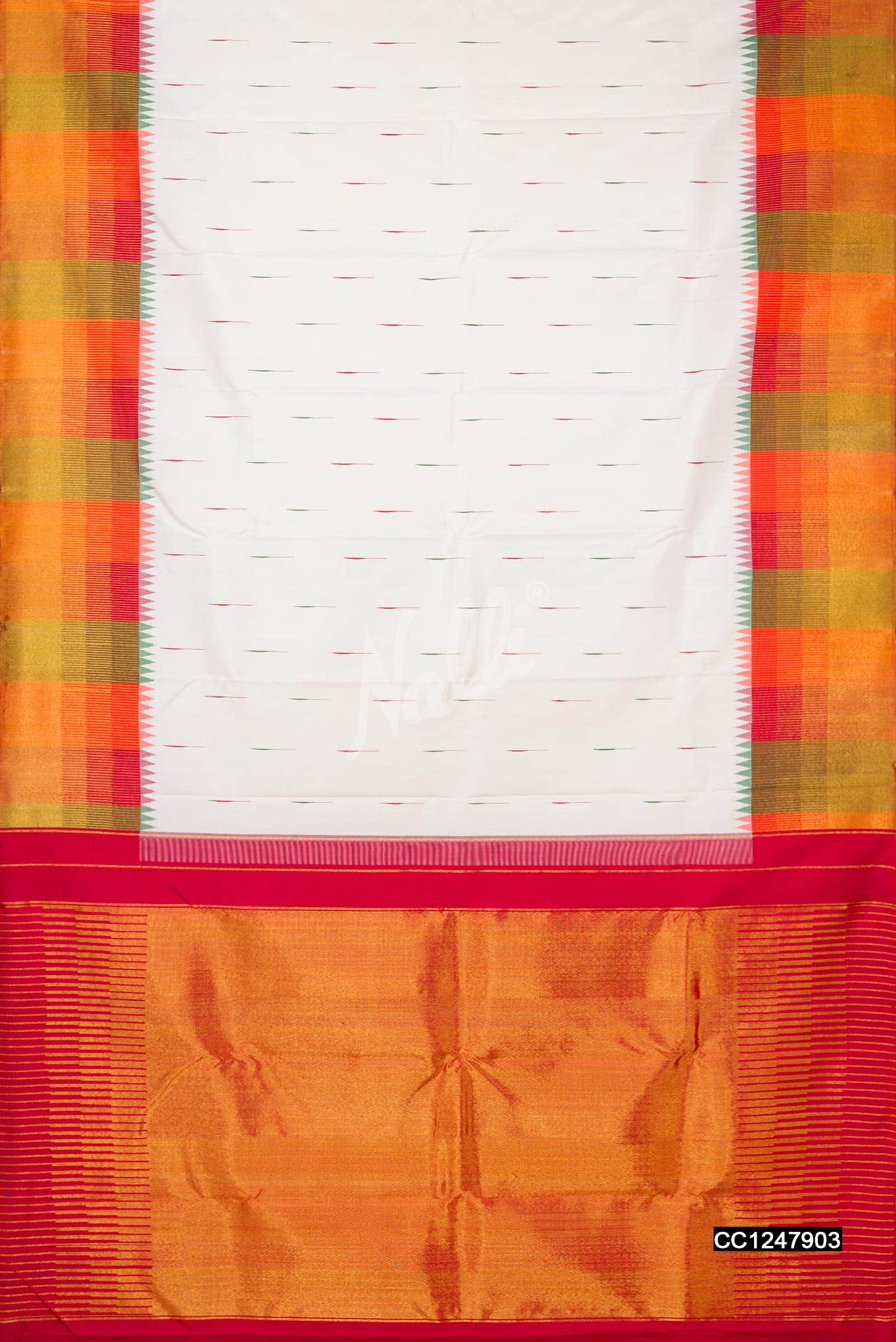 Off White Kanchipuram Silk Saree