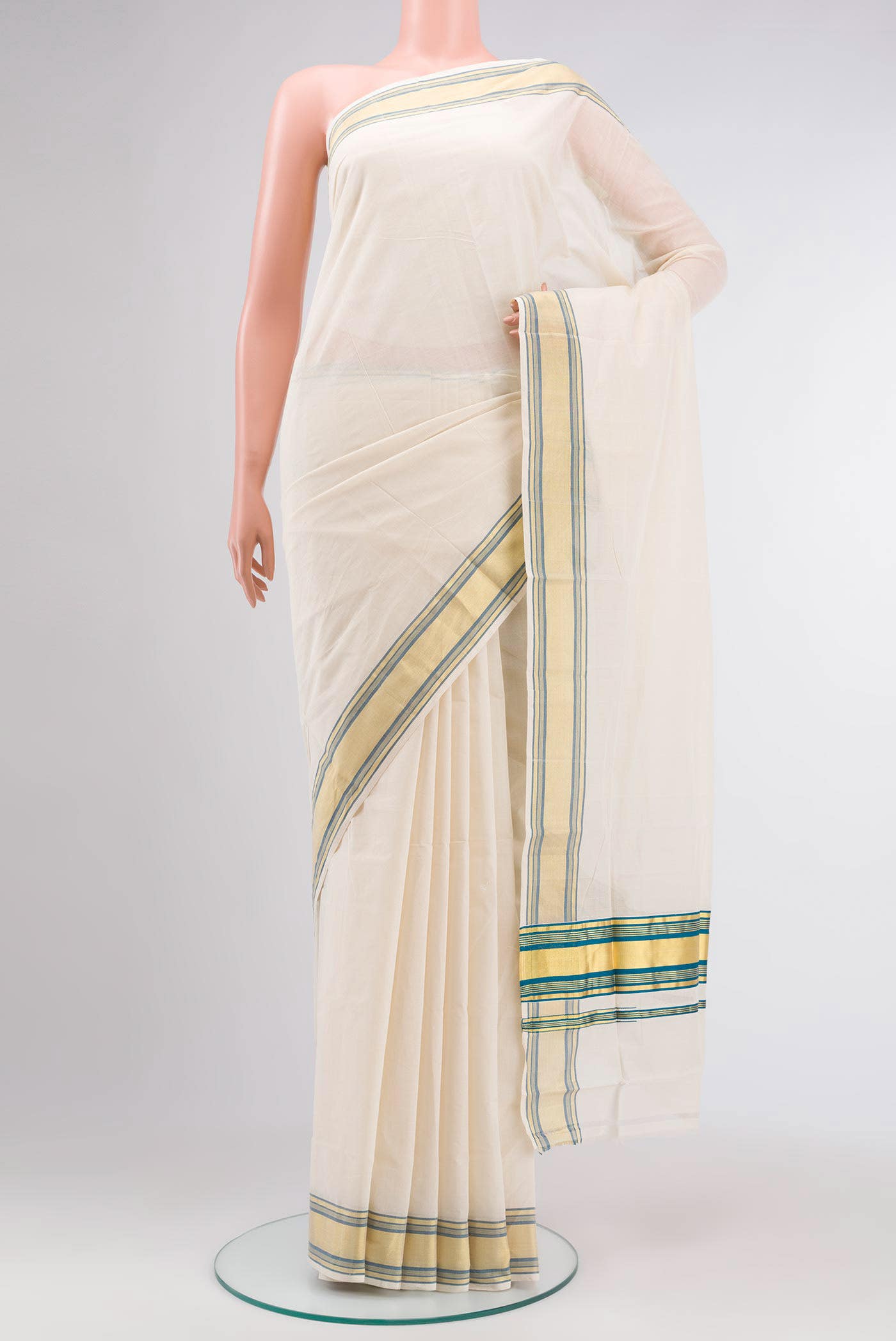 Off White Kerala Cotton Saree