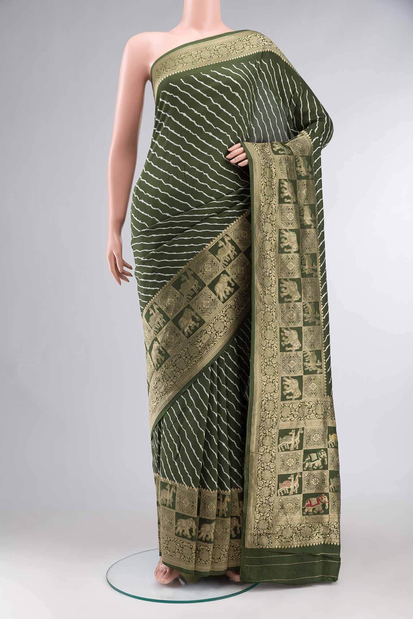 Green Tussar Silk Saree