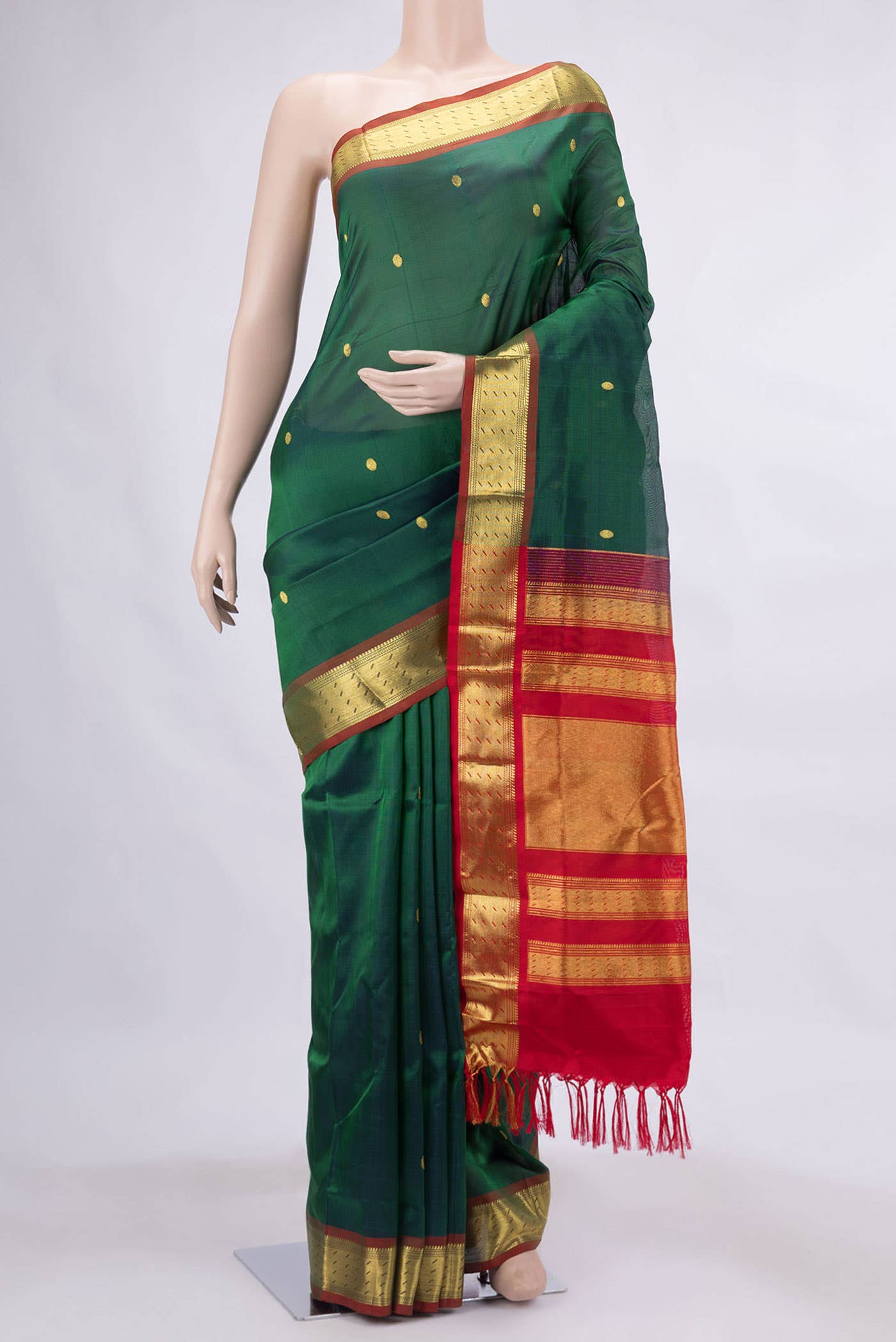 Peacock Blue Dual Tone Silk Cotton Saree