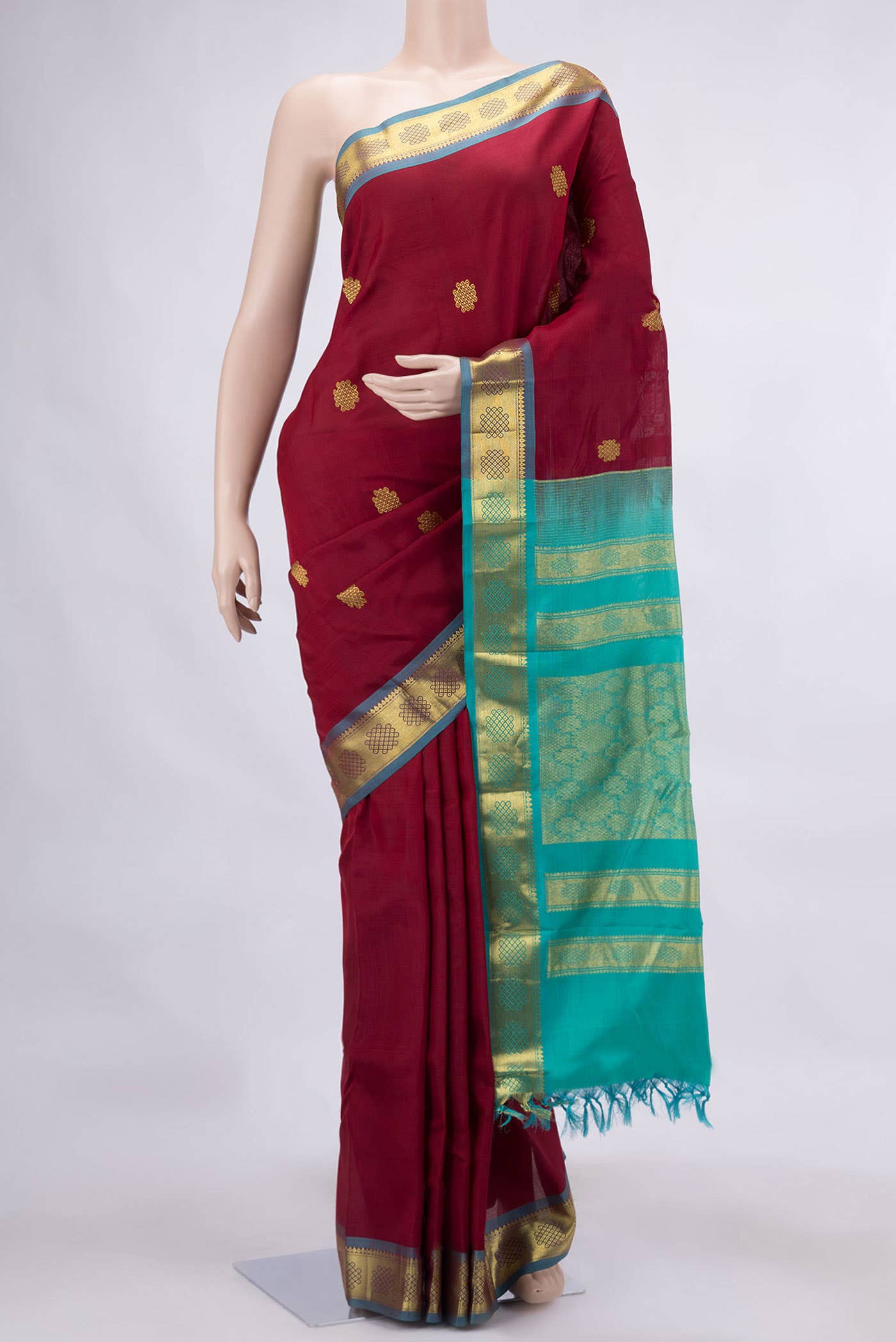 Maroon Dual Tone Silk Cotton Saree