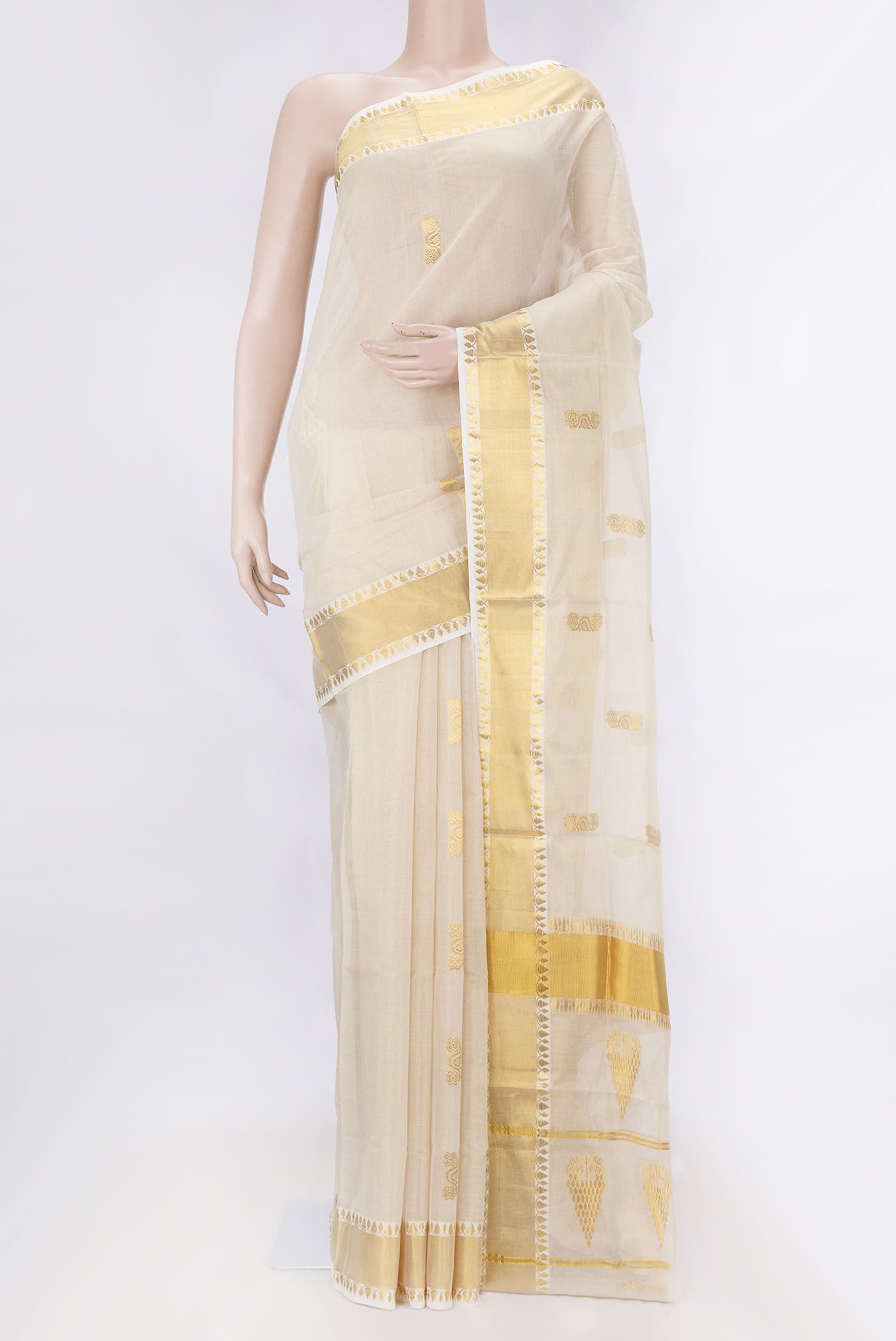 Off White Kerala Cotton Saree