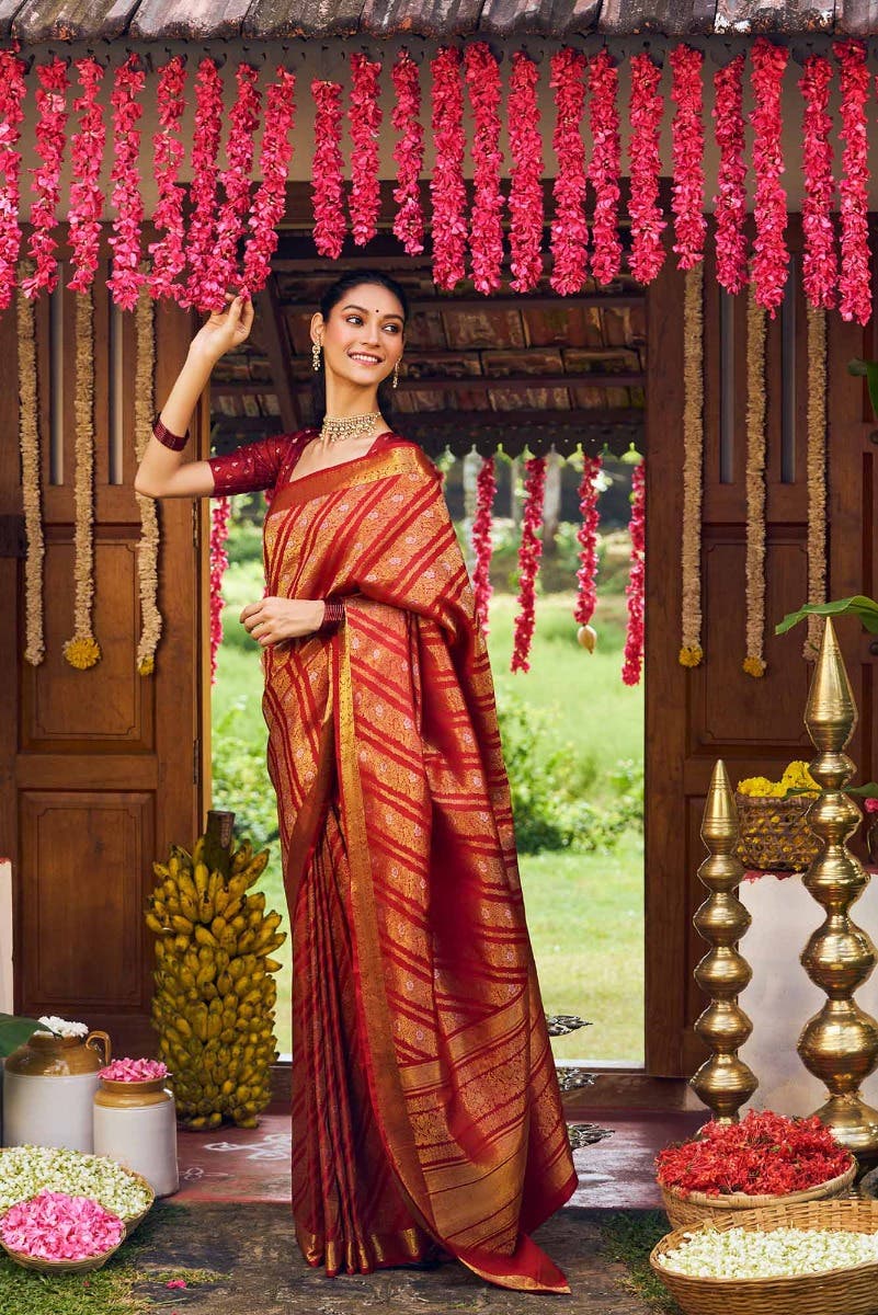 Rohini-Red Kanchipuram Silk Saree