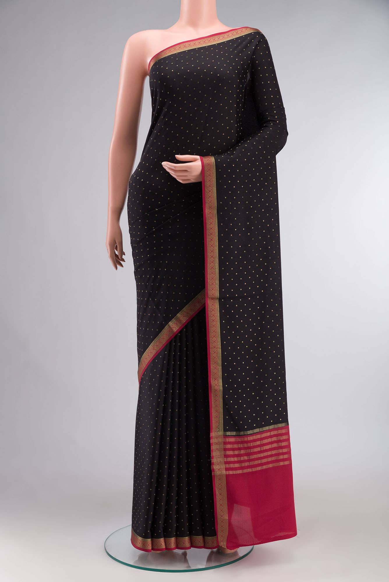 Black Mysore Crepe Saree