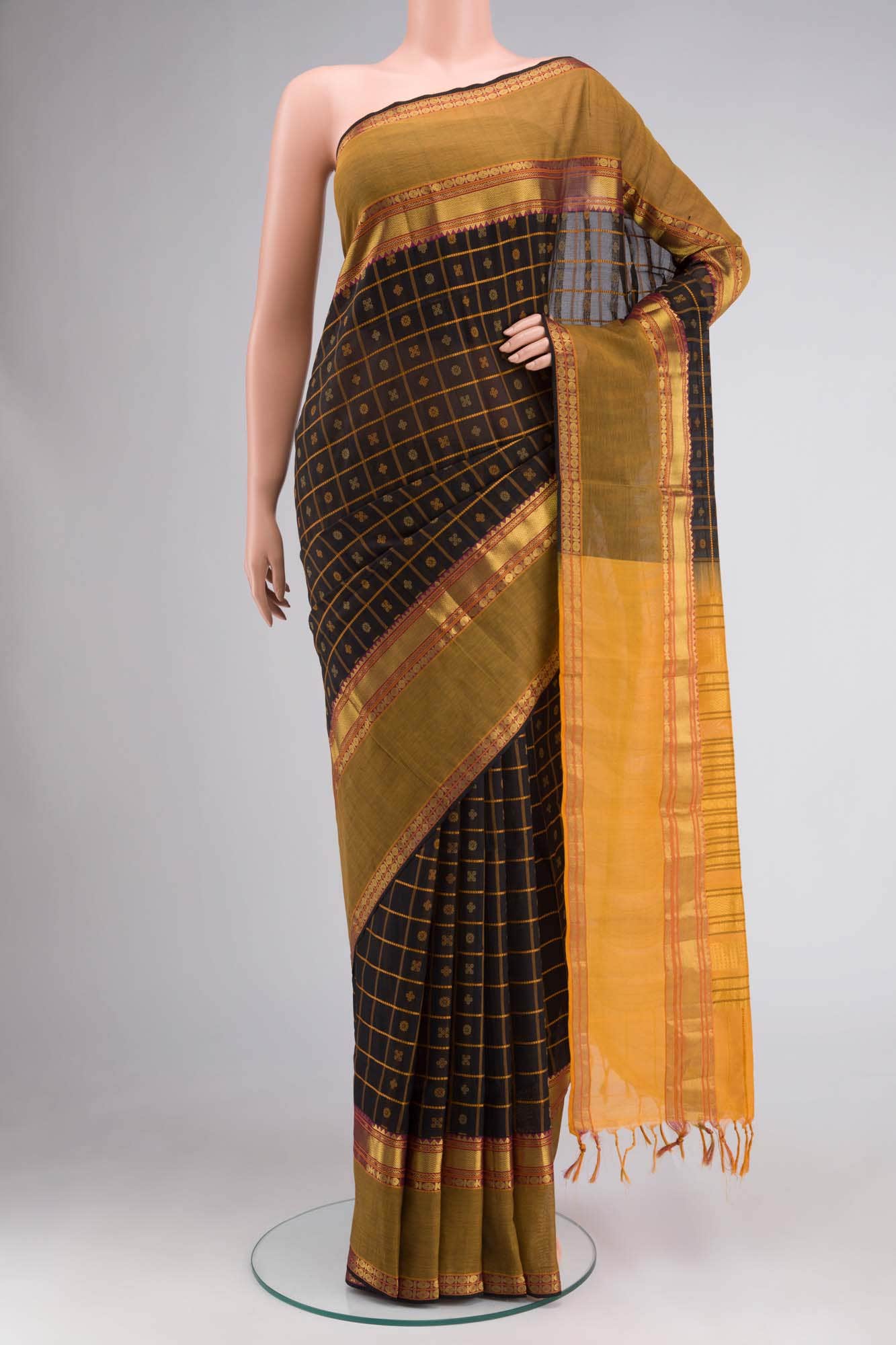 Black Coimbatore Silk Cotton Saree