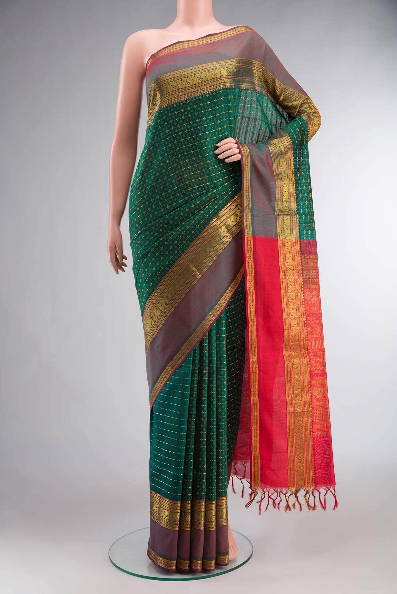 Green Silk Cotton Saree