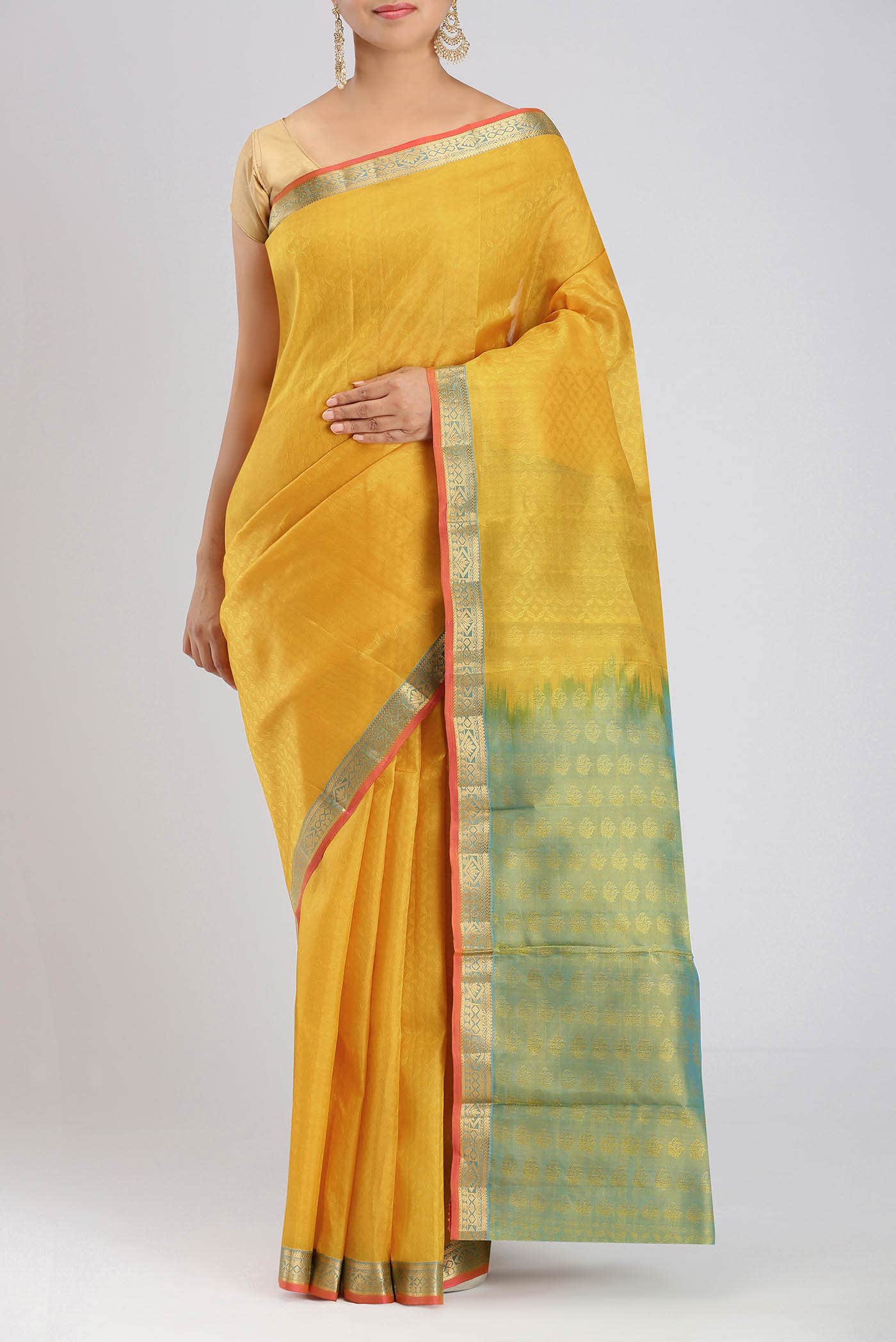 Yellow Kanchipuram Silk Saree