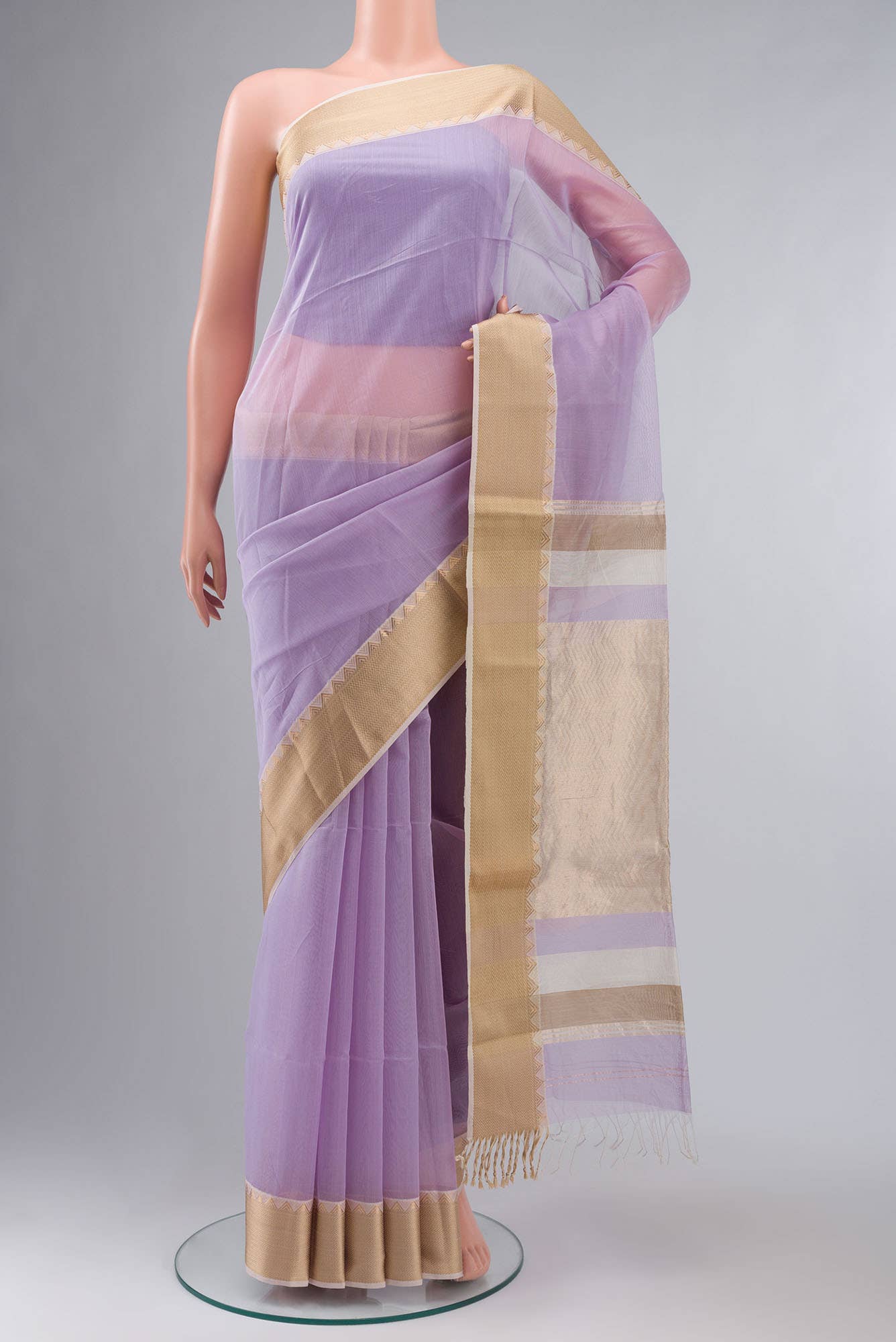 Lavender Maheshwari Silk Cotton Saree