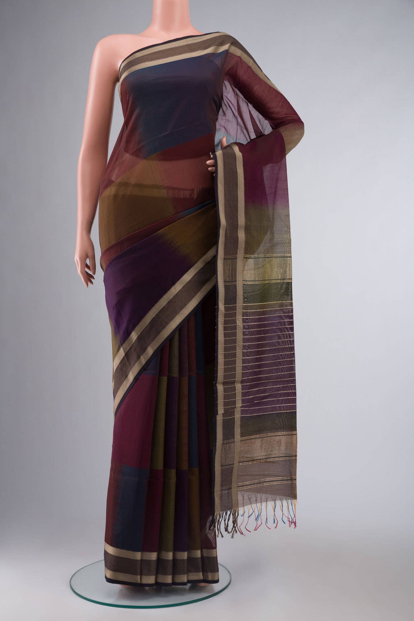 Multi Blended Maheshwari Silk Cotton Saree