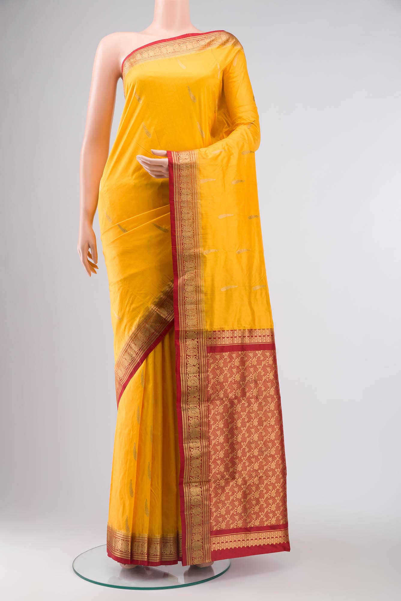 Yellow Bangalore Silk Saree