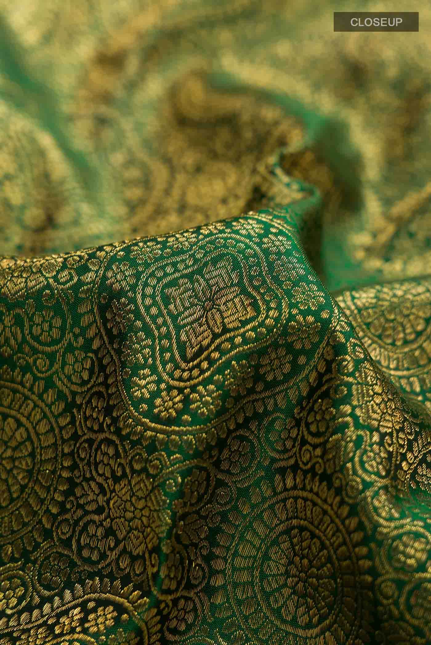 Bottle Green Kanchipuram Silk Saree