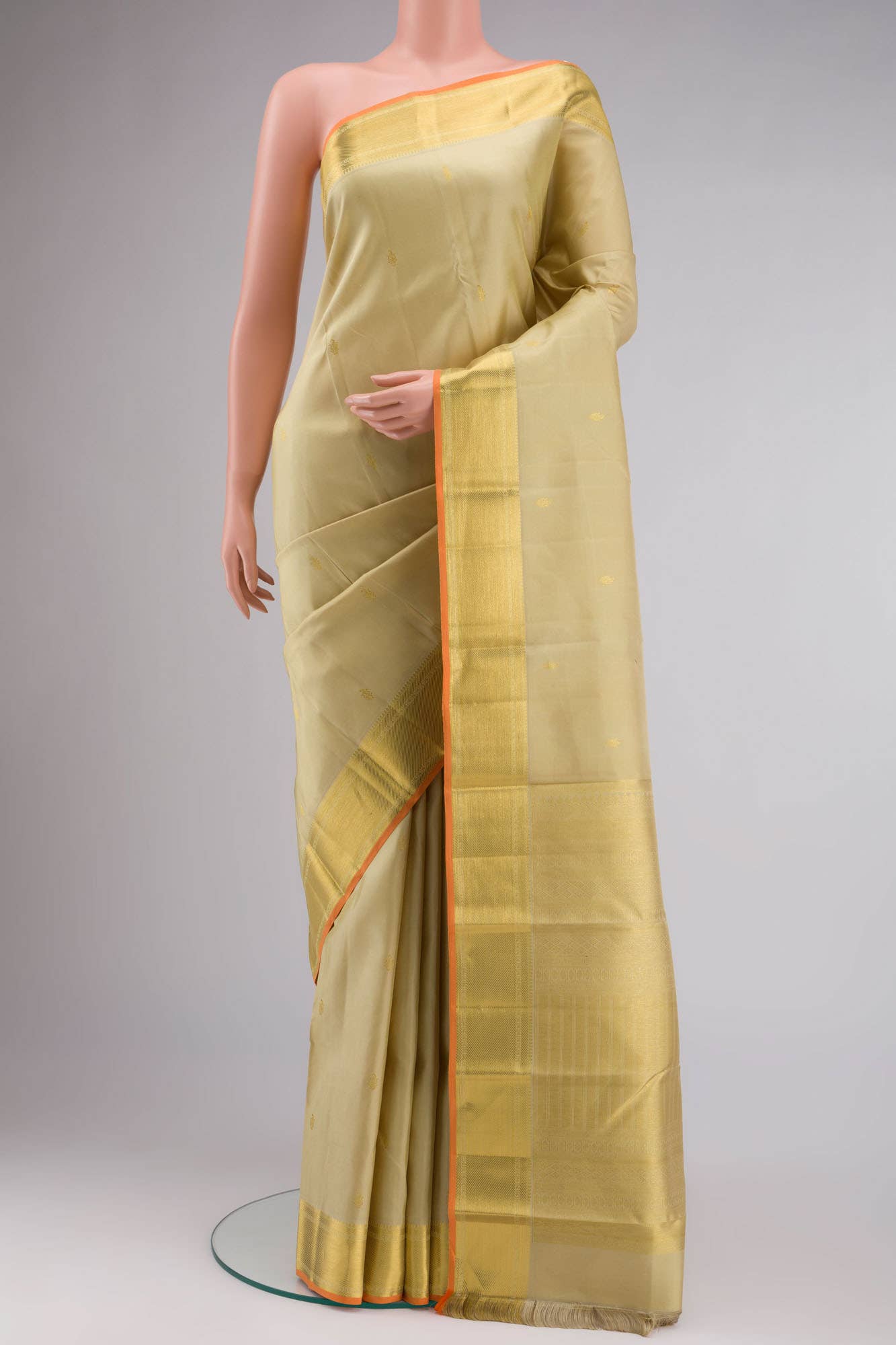 Beige Kanchipuram Silk Saree