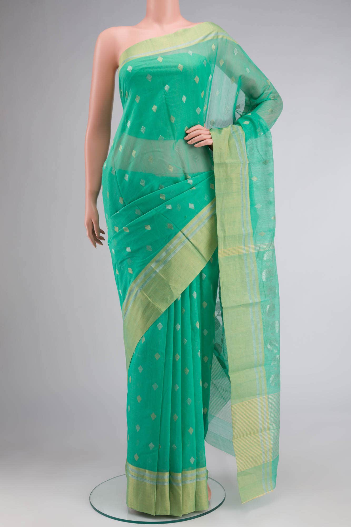 Green Chanderi Silk Cotton Saree