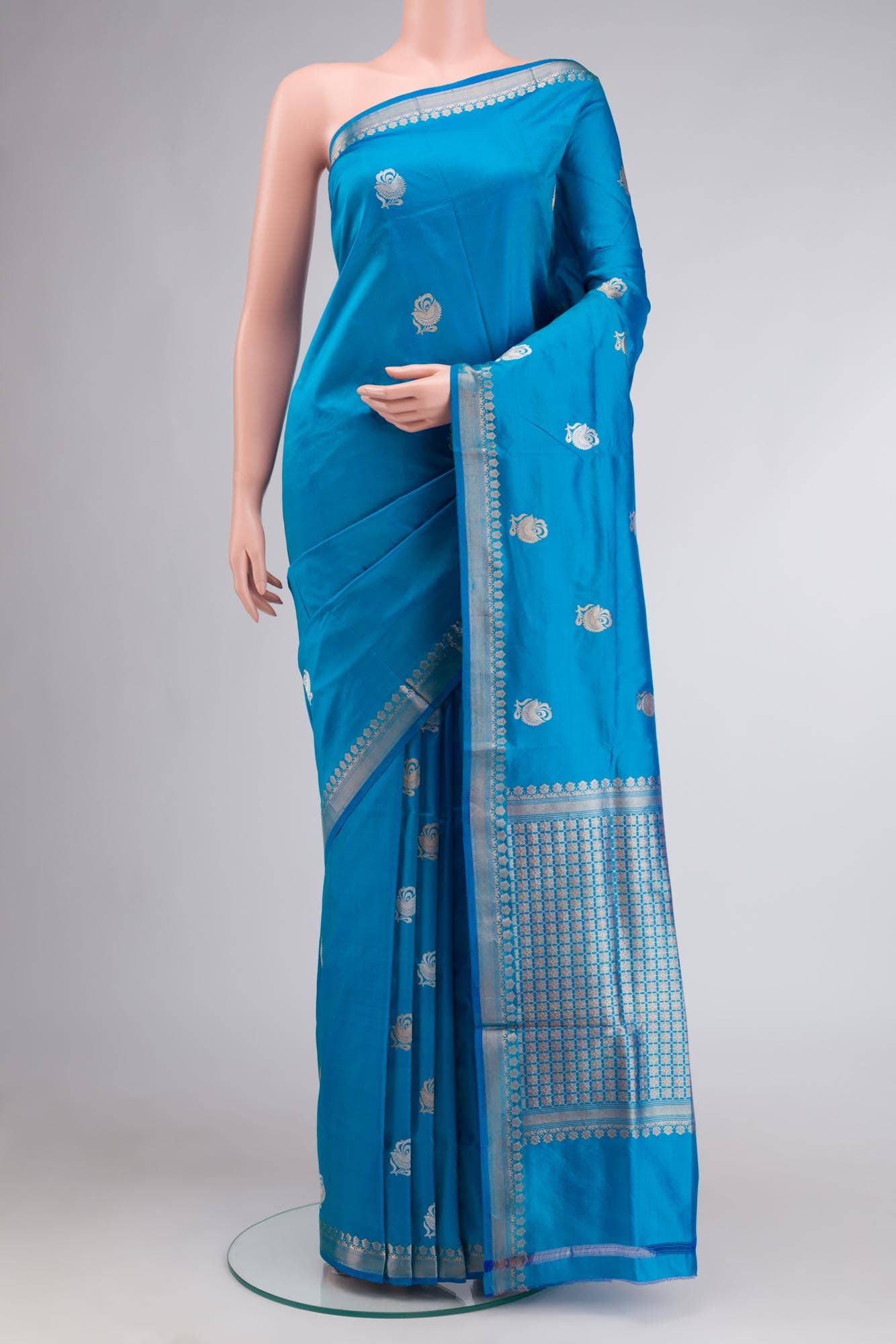 Blue Banarasi Katan Silk Saree