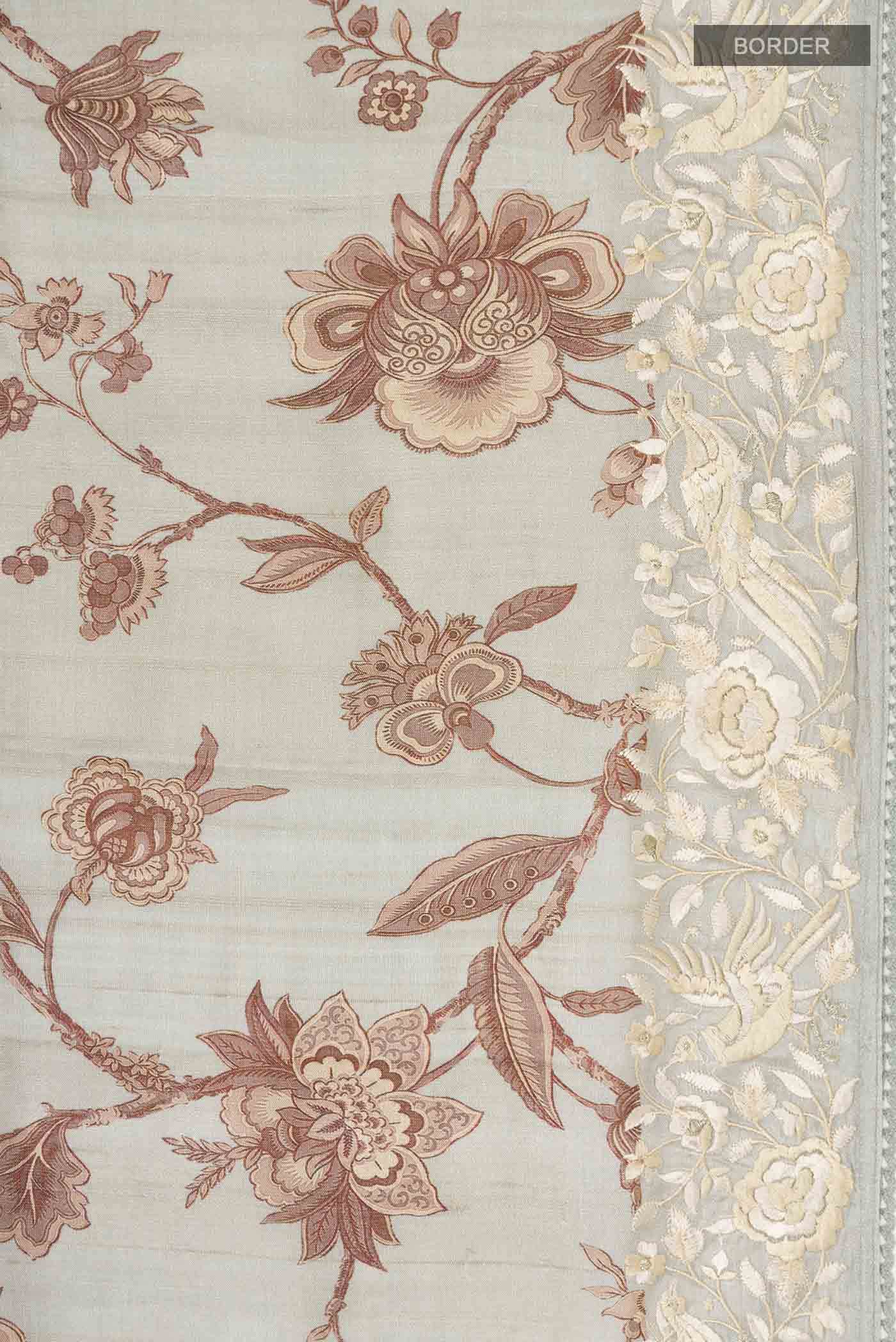 Blue Grey Bhagalpuri Tussar Silk Saree