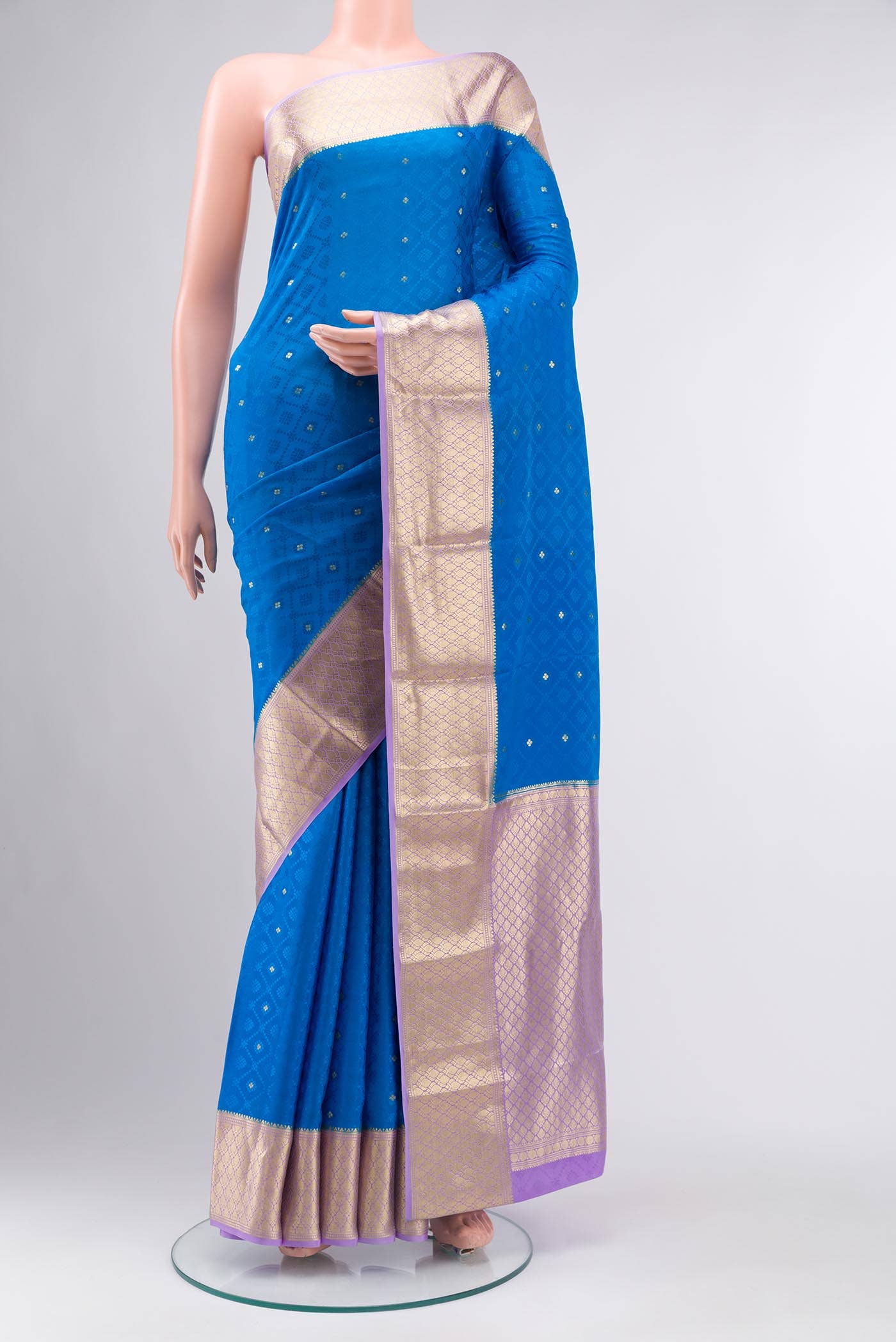 Blue Mysore Crepe Saree