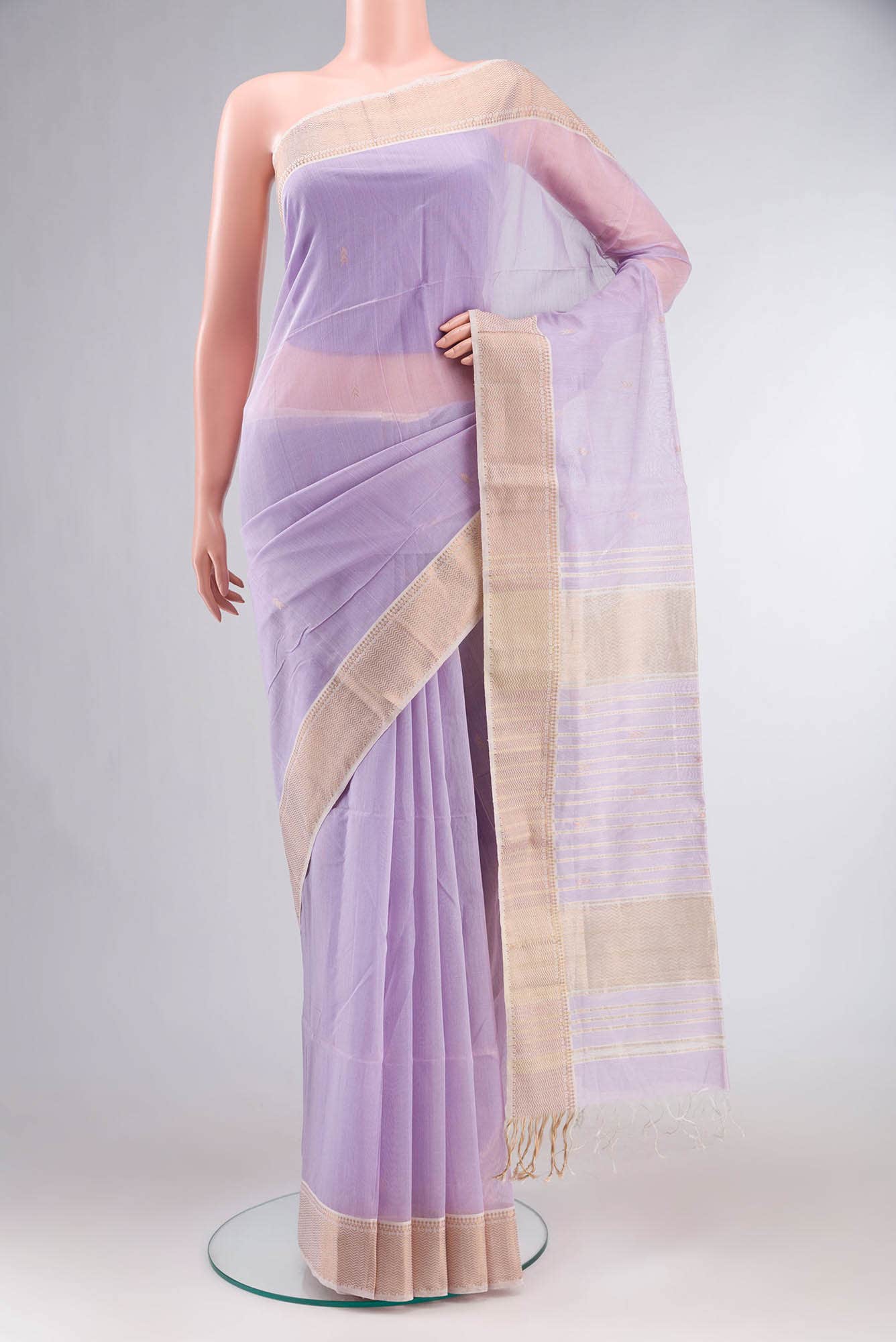 Lavender Maheshwari Silk Cotton Saree