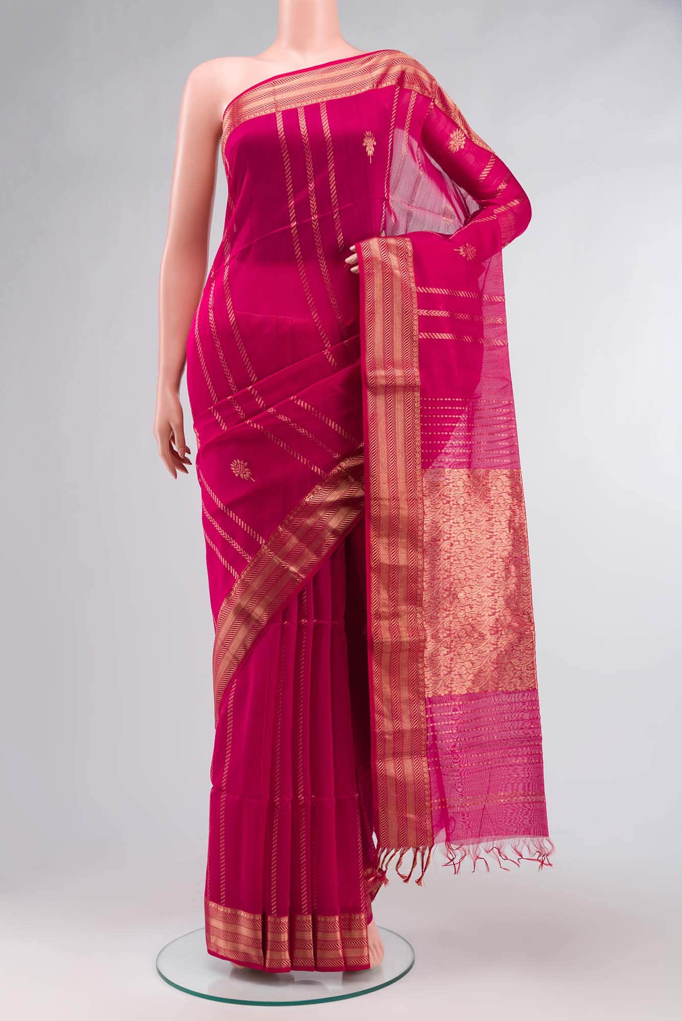 Pink Maheshwari Silk Cotton Saree