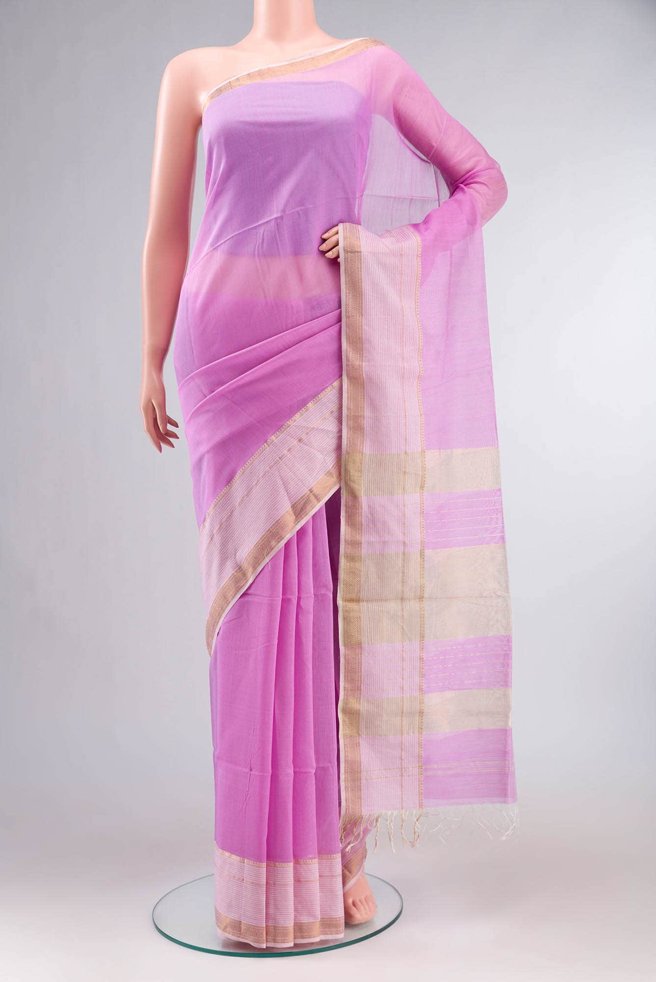 Lavender Maheshwari Silk Cotton Saree