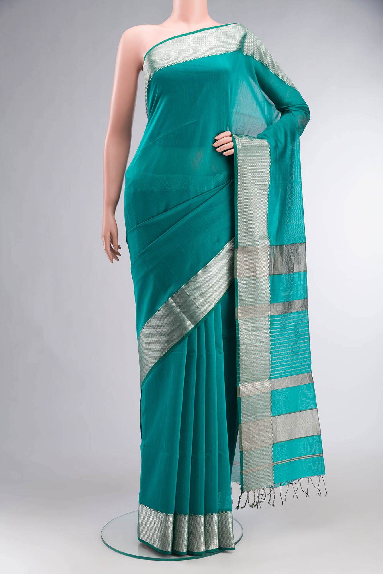 Blue Maheshwari Silk Saree