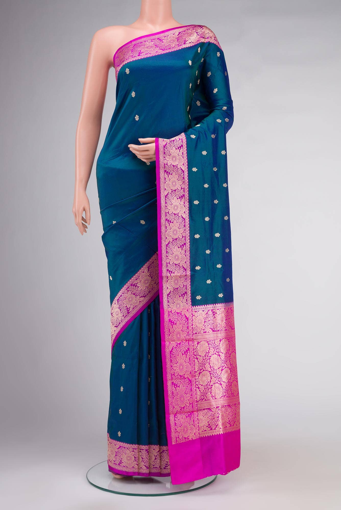 Blue Banarasi Katan Silk Saree